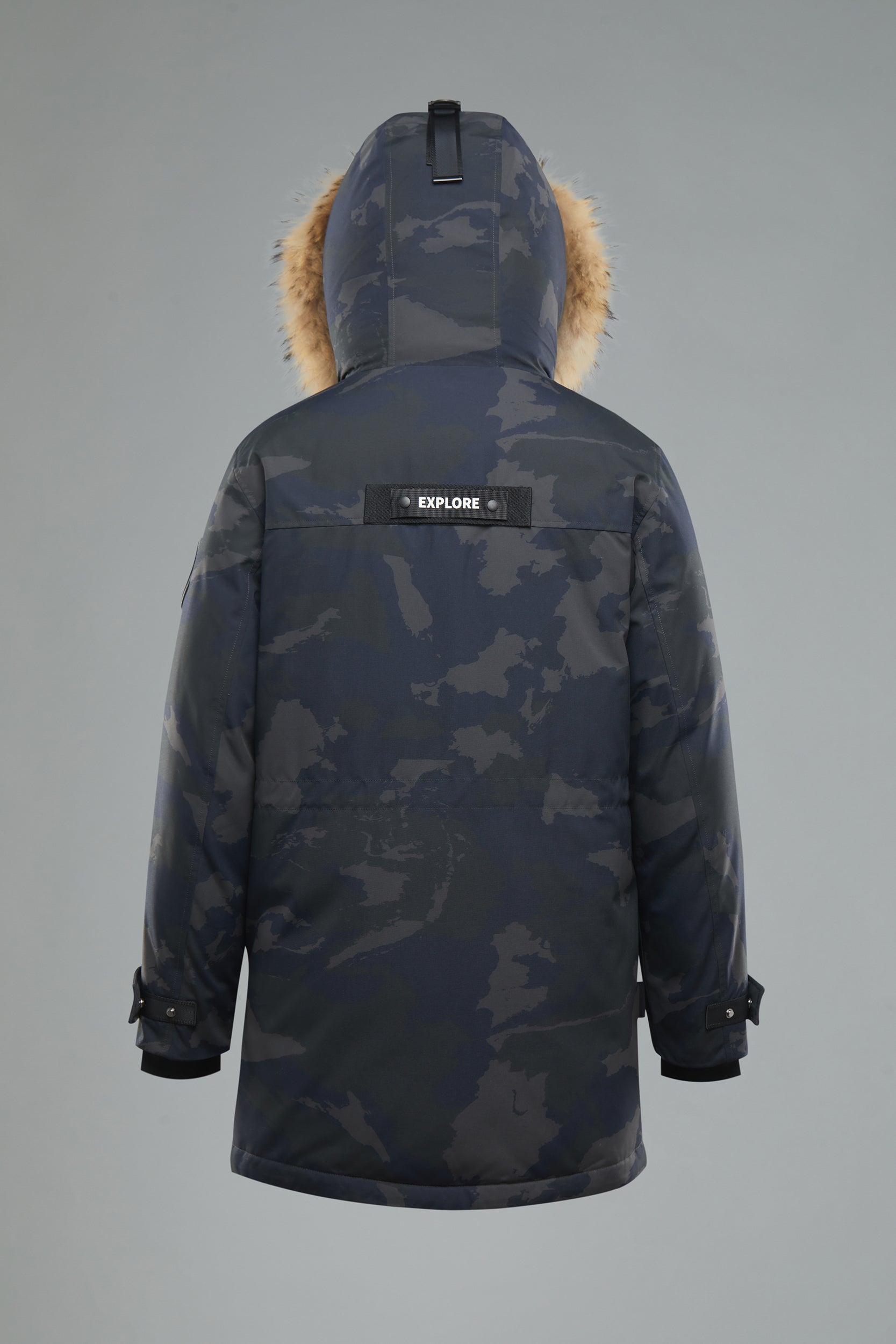 Goose Down Hooded Parka with Fur Trim