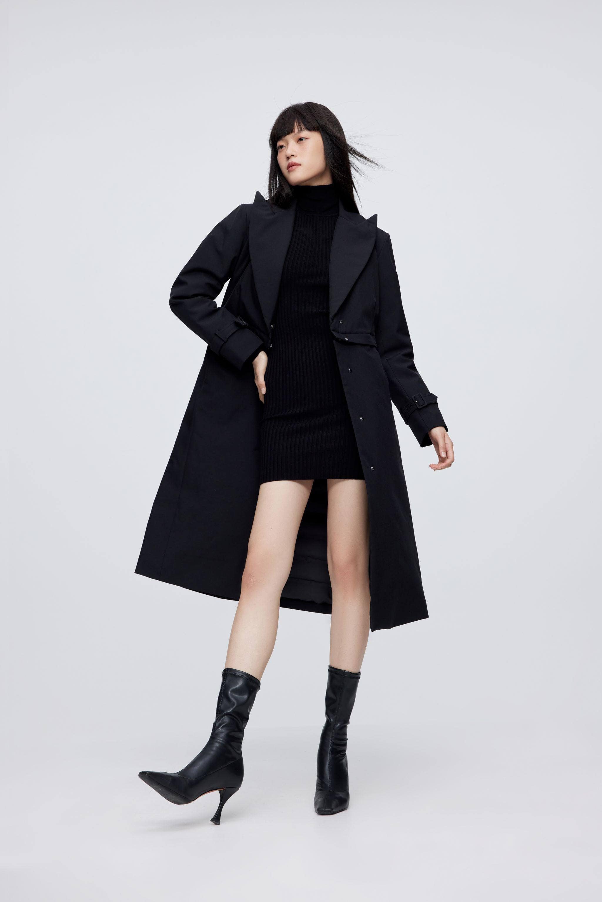ko13  BI COLOR OVER TRENCH COAT Women's Oversized Denim Trench Coat - Jackets & Coats - New