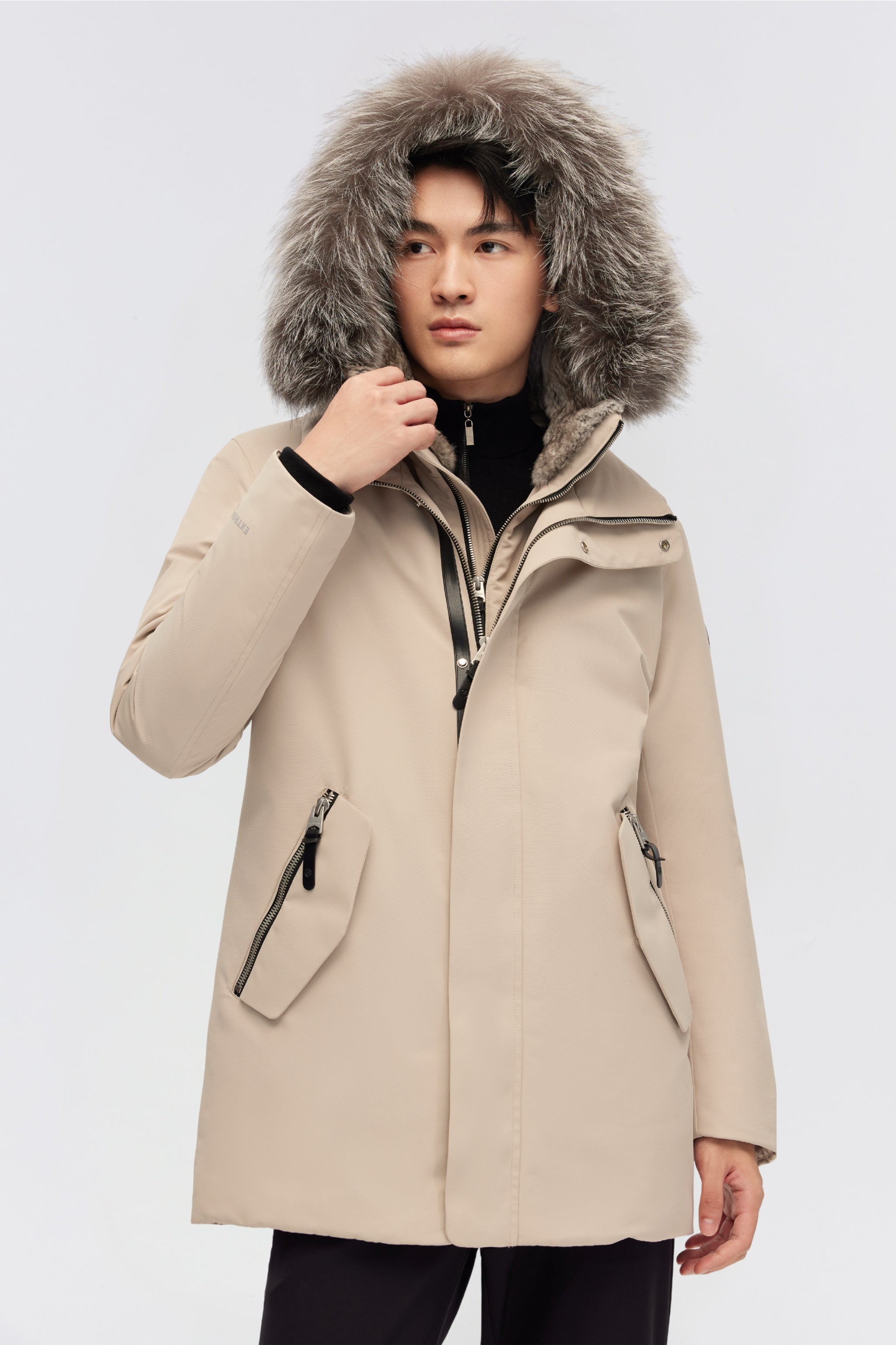 Mid-Length Hooded Goose Down Trench