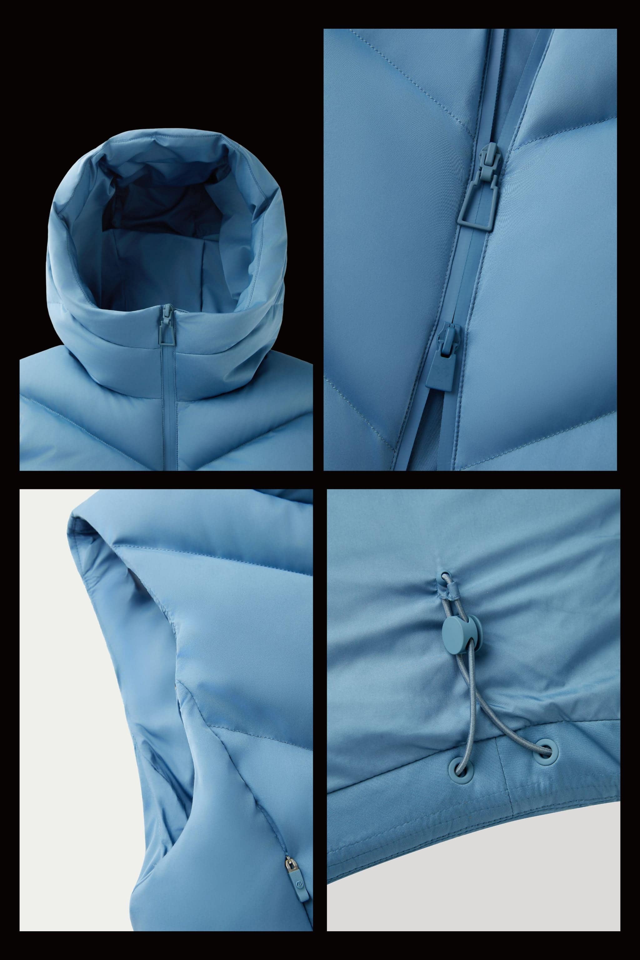 BOSIDENG AREAL Women's Goose Down Gilet With Hood 912 — hooded down gilet combines contemporary minimalism — view 2; water-resistant, wind-resistant — Kim Jones