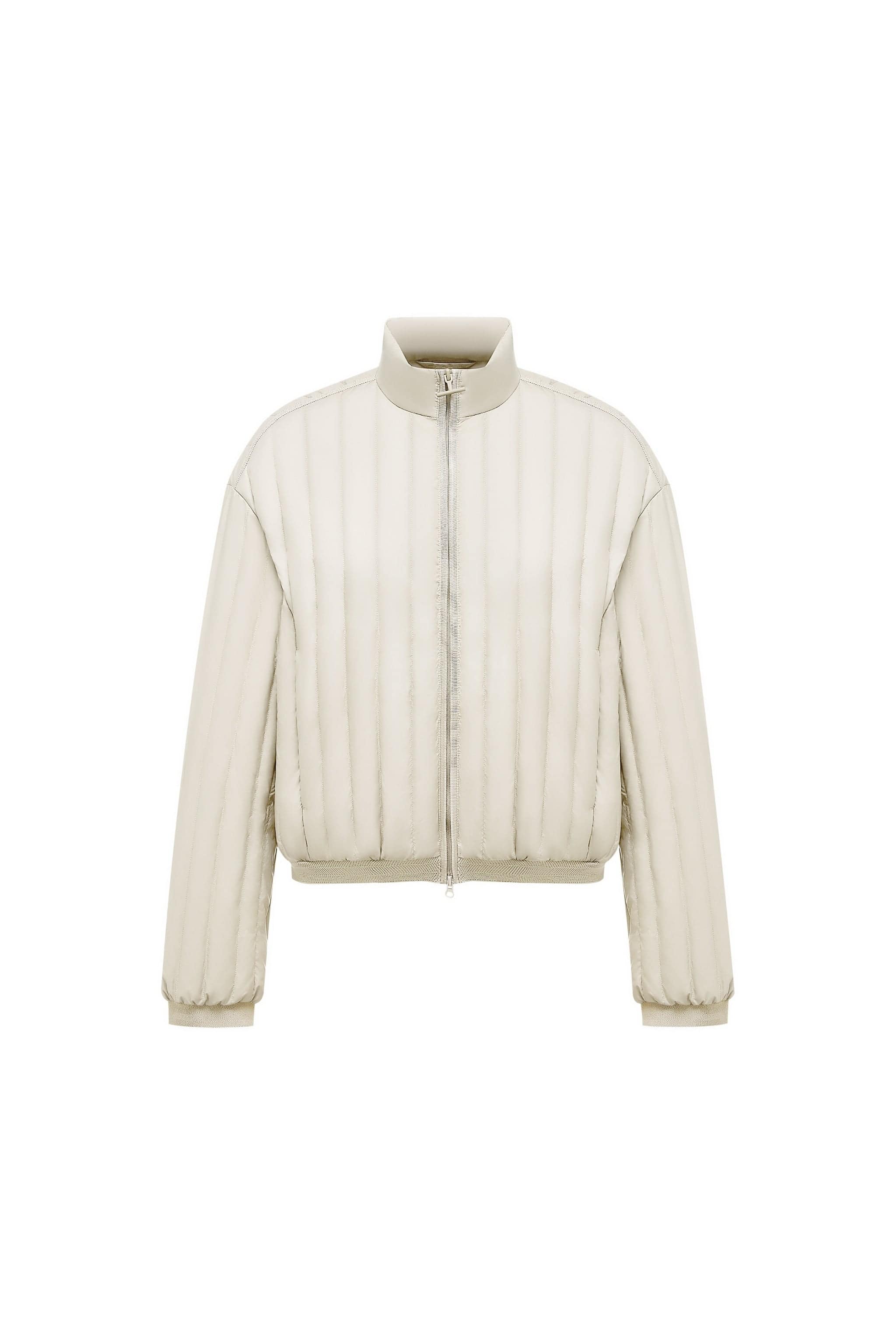 BOSIDENG AREAL Women's Goose Down Bomber Jacket 964 — women's bomber jacket delivers excellent lightweight warmth in Satin White, sizes 4–14; water-resistant — Kim Jones