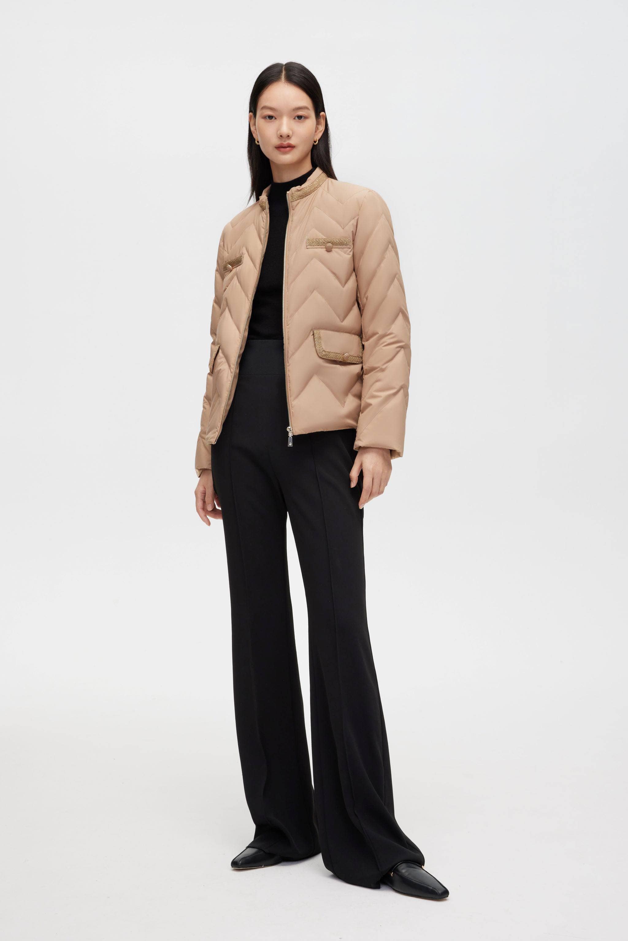BOSIDENG 2022 Tweed Detail Goose Down Jacket Jacket 4 / Light mocha