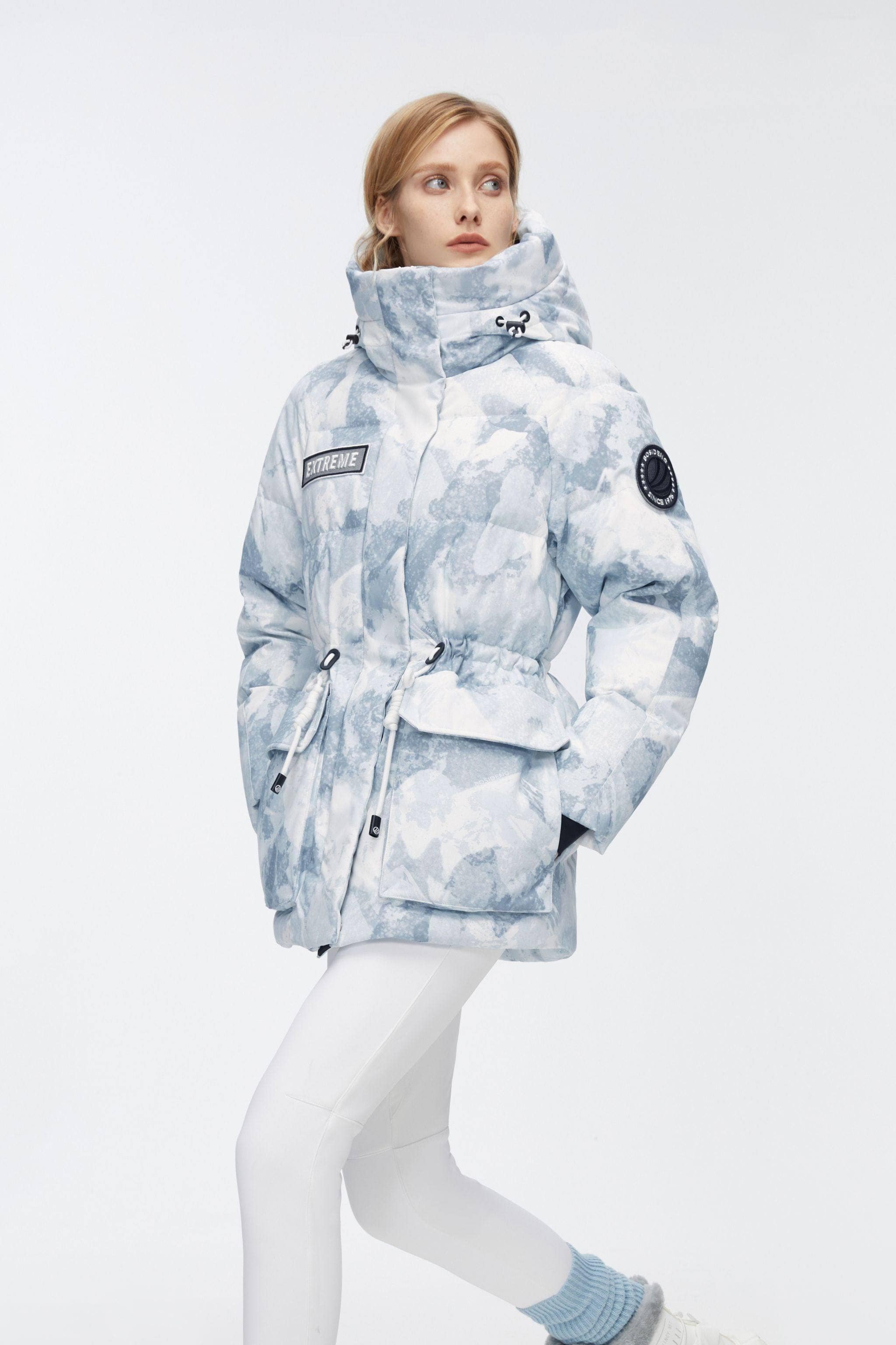 BOSIDENG 2022 Mid-Length Goose Down Jacket With Hood Jacket 6 / Grey Mountain Camo