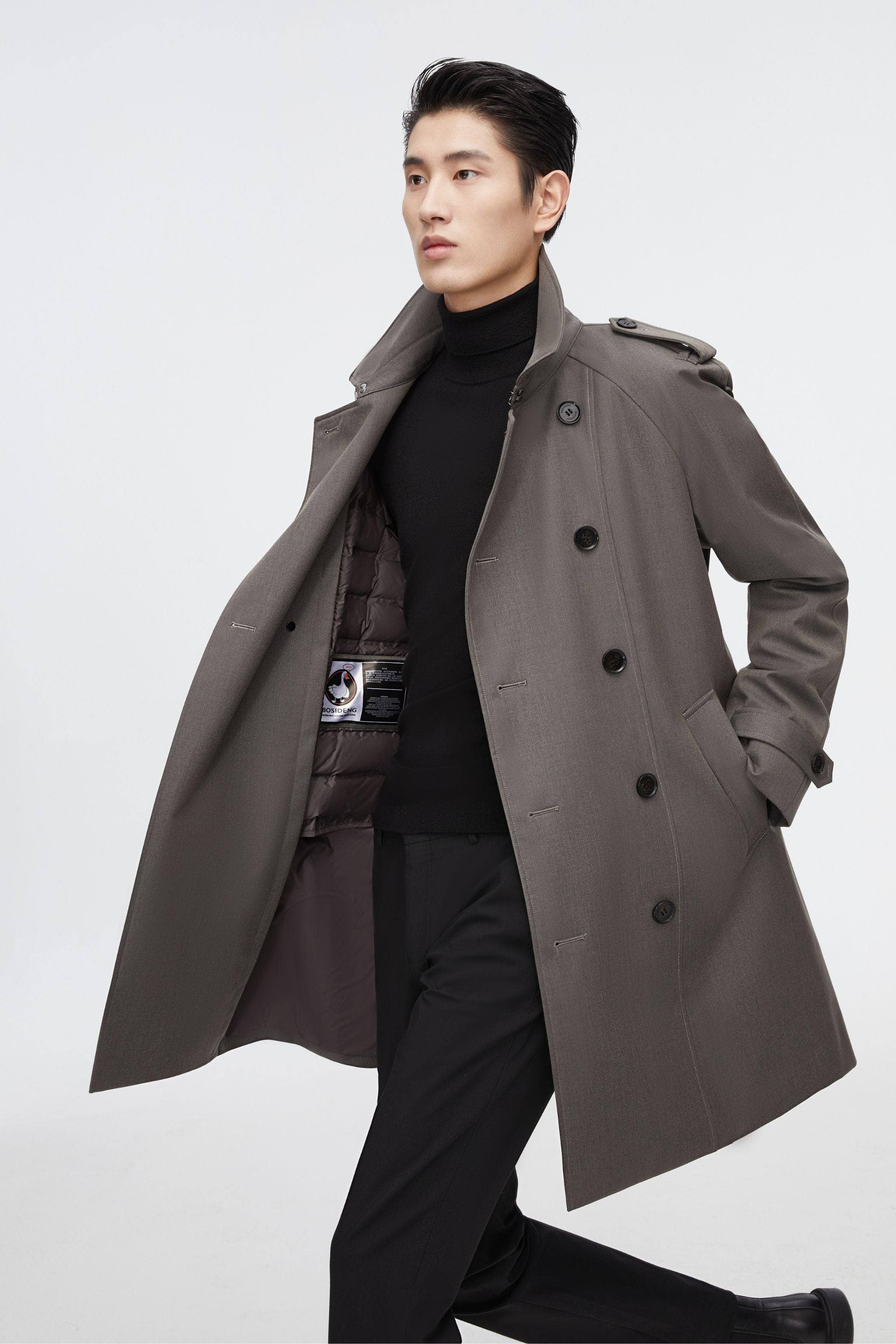 BOSIDENG 2022 Mid-length Detachable Goose Down Trench Coat Jacket