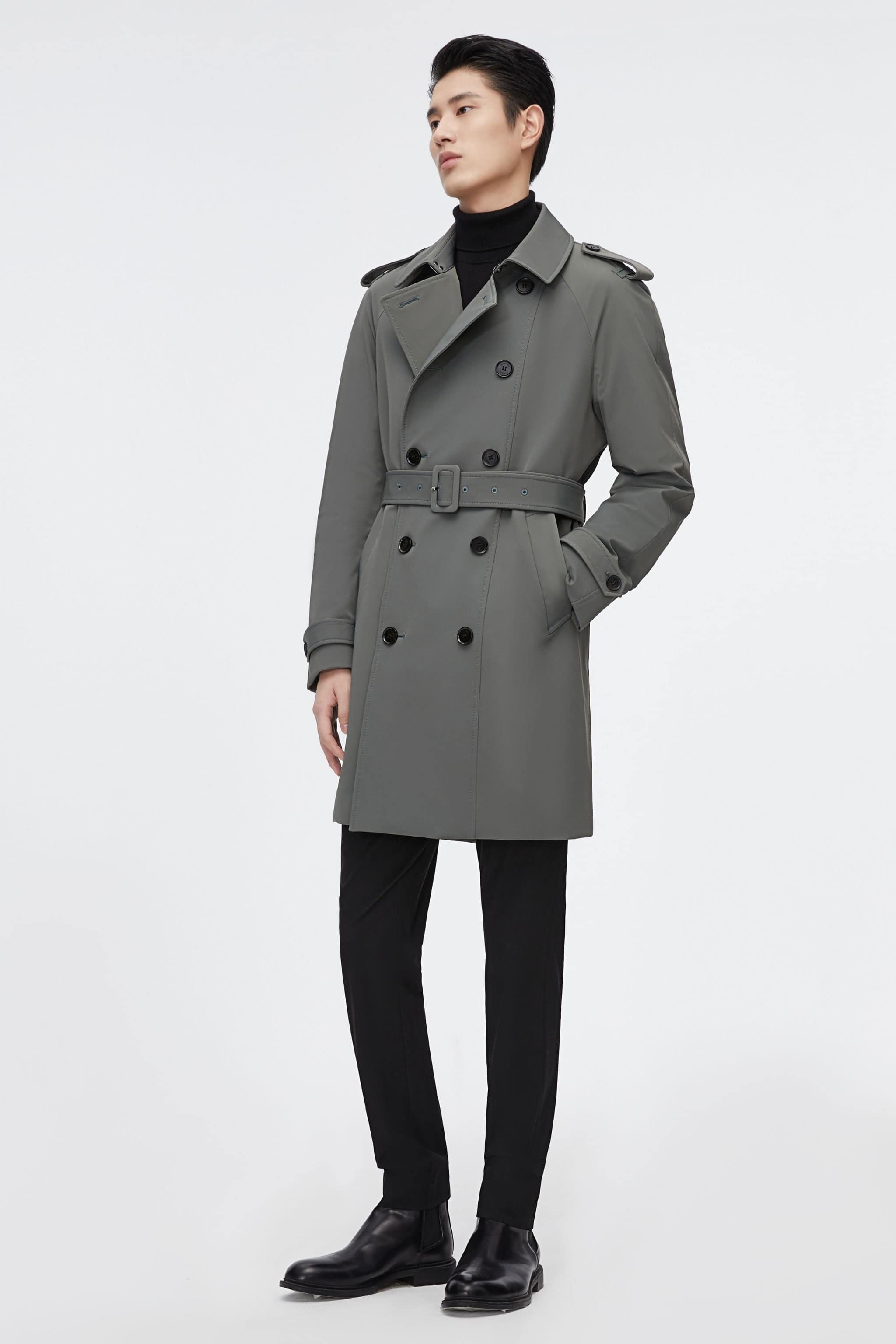 BOSIDENG 2022 Mid-length Detachable Goose Down Trench Coat Jacket