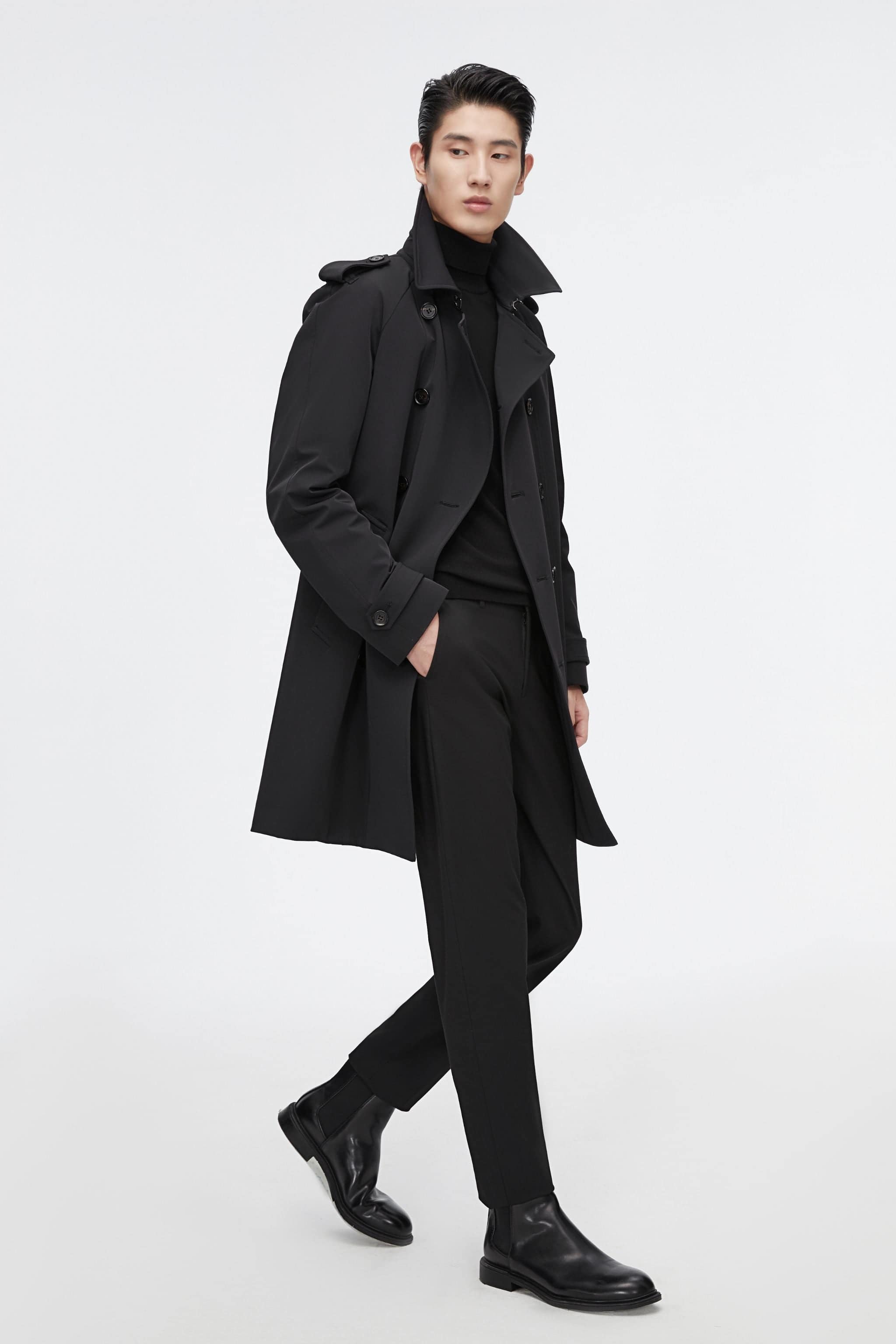 BOSIDENG 2022 Mid-length Detachable Goose Down Trench Coat Jacket