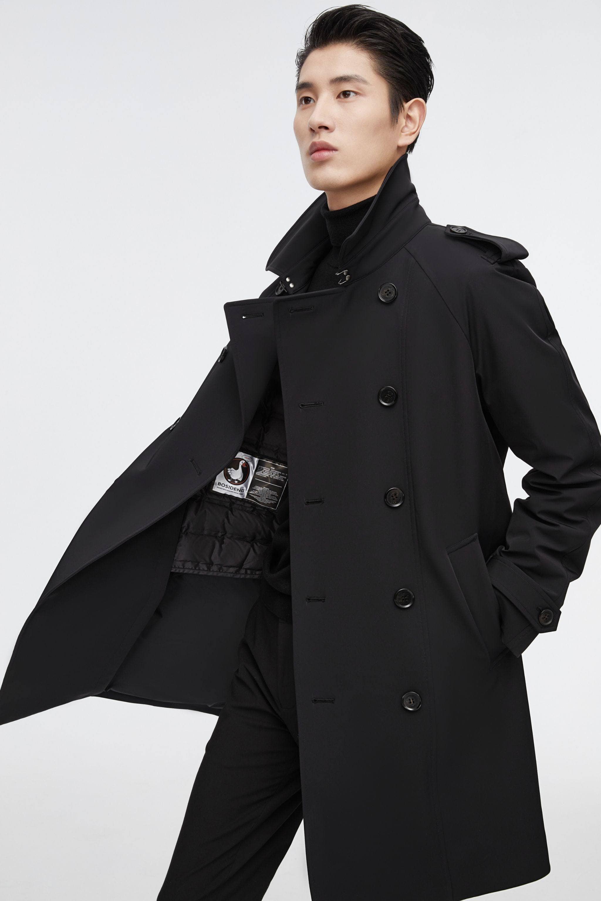 BOSIDENG 2022 Mid-length Detachable Goose Down Trench Coat Jacket
