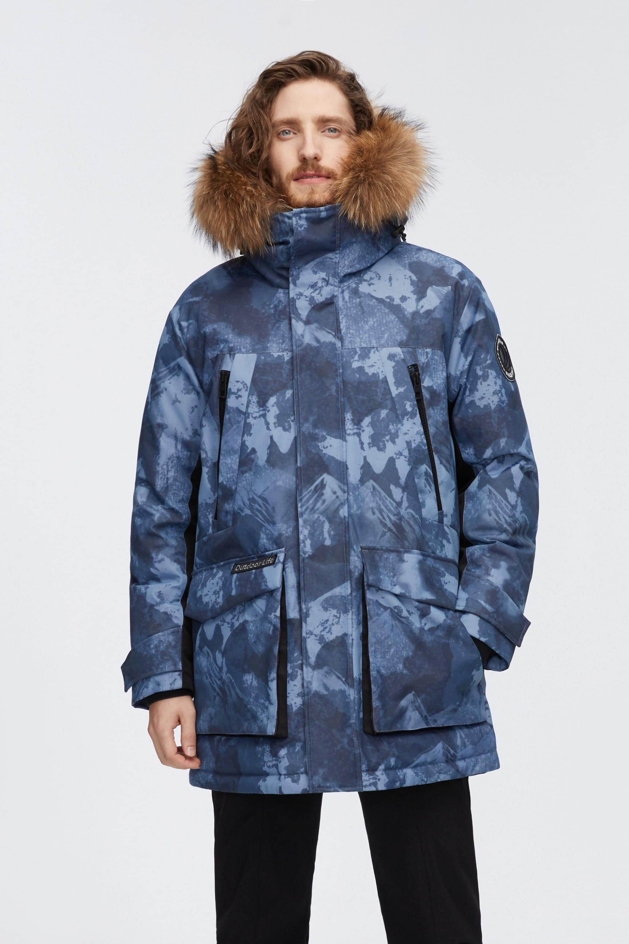 BOSIDENG 2022 Mid-Length Goose Down Trench With Fur Jacket