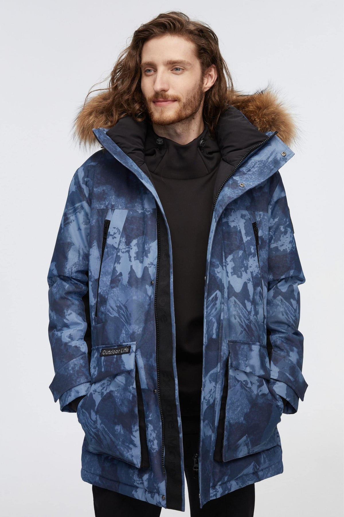 Mid-Length Goose Down Trench With Fur