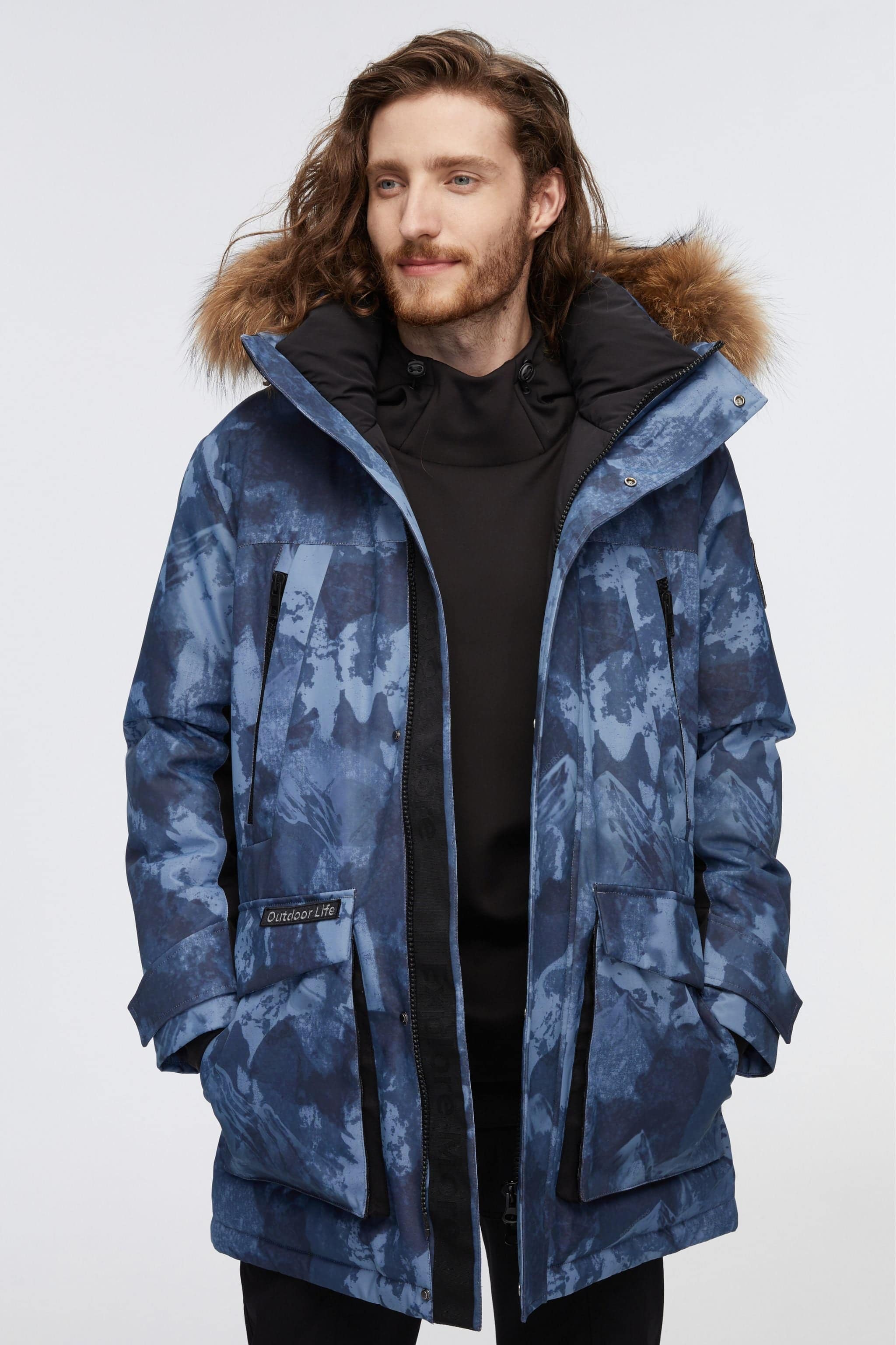 BOSIDENG 2022 Mid-Length Goose Down Trench With Fur Jacket