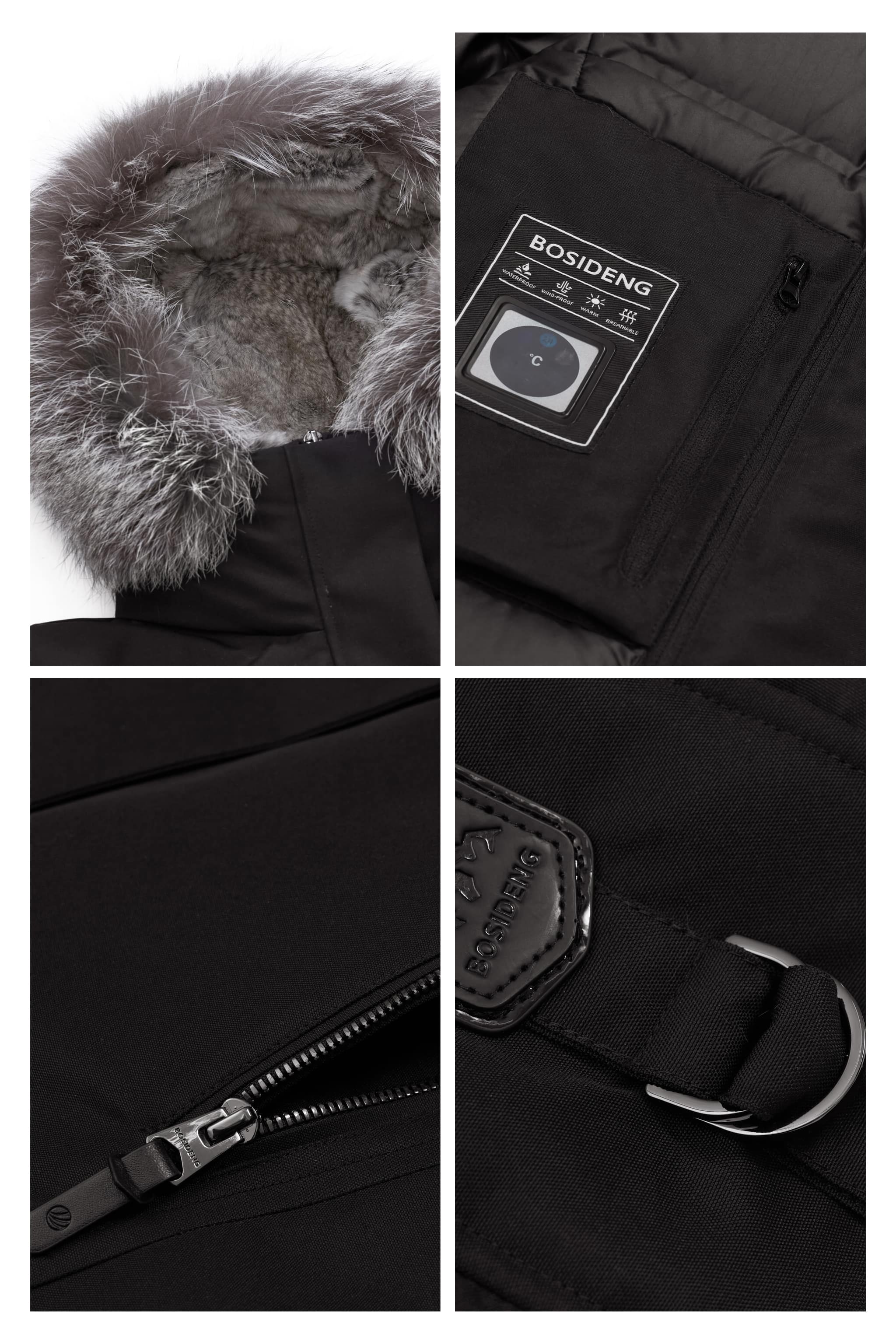 Mid-Length Goose Down Trench With Fur | BOSIDENG