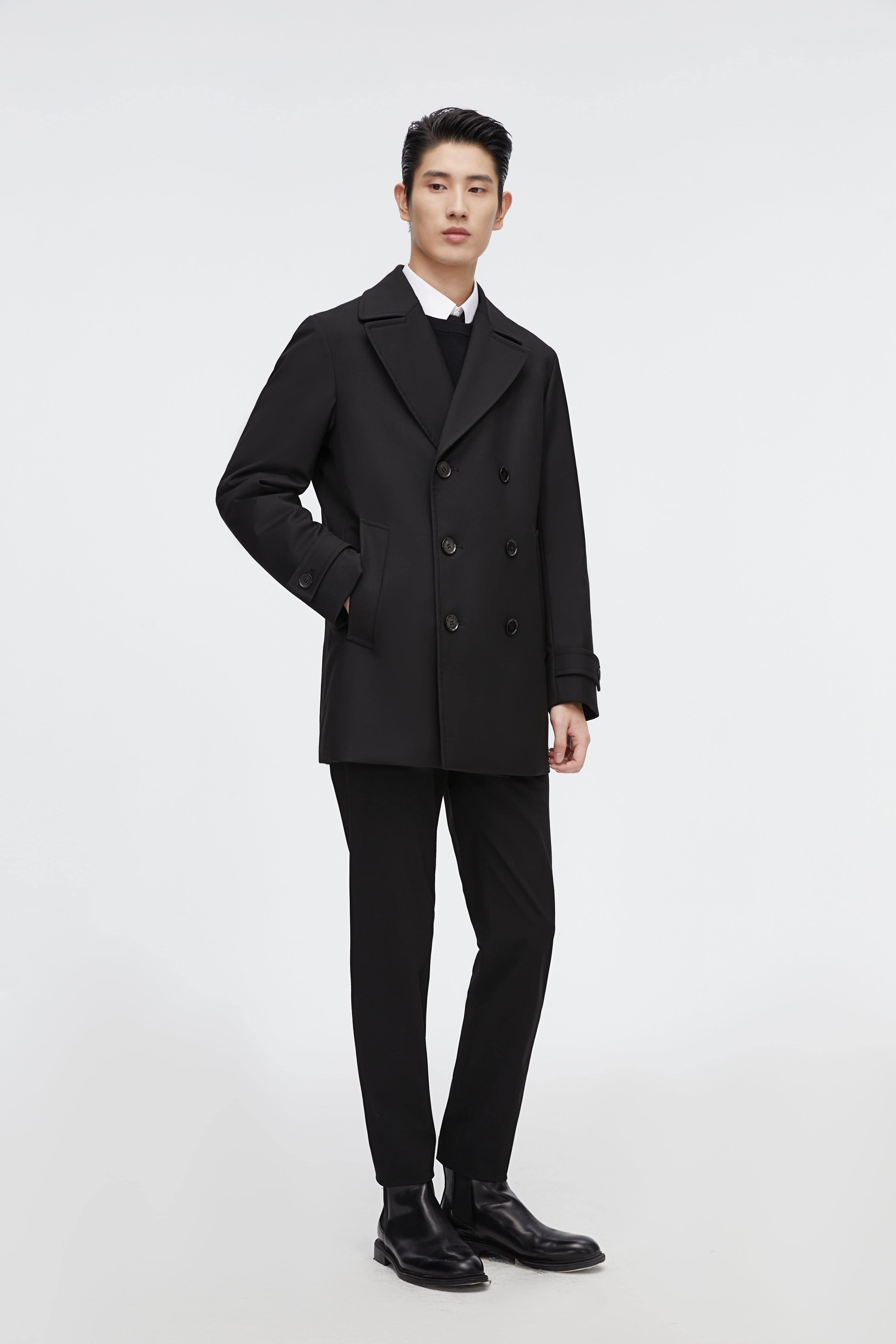 BOSIDENG 2022 Short Detachable Goose Down Trench Coat Jacket