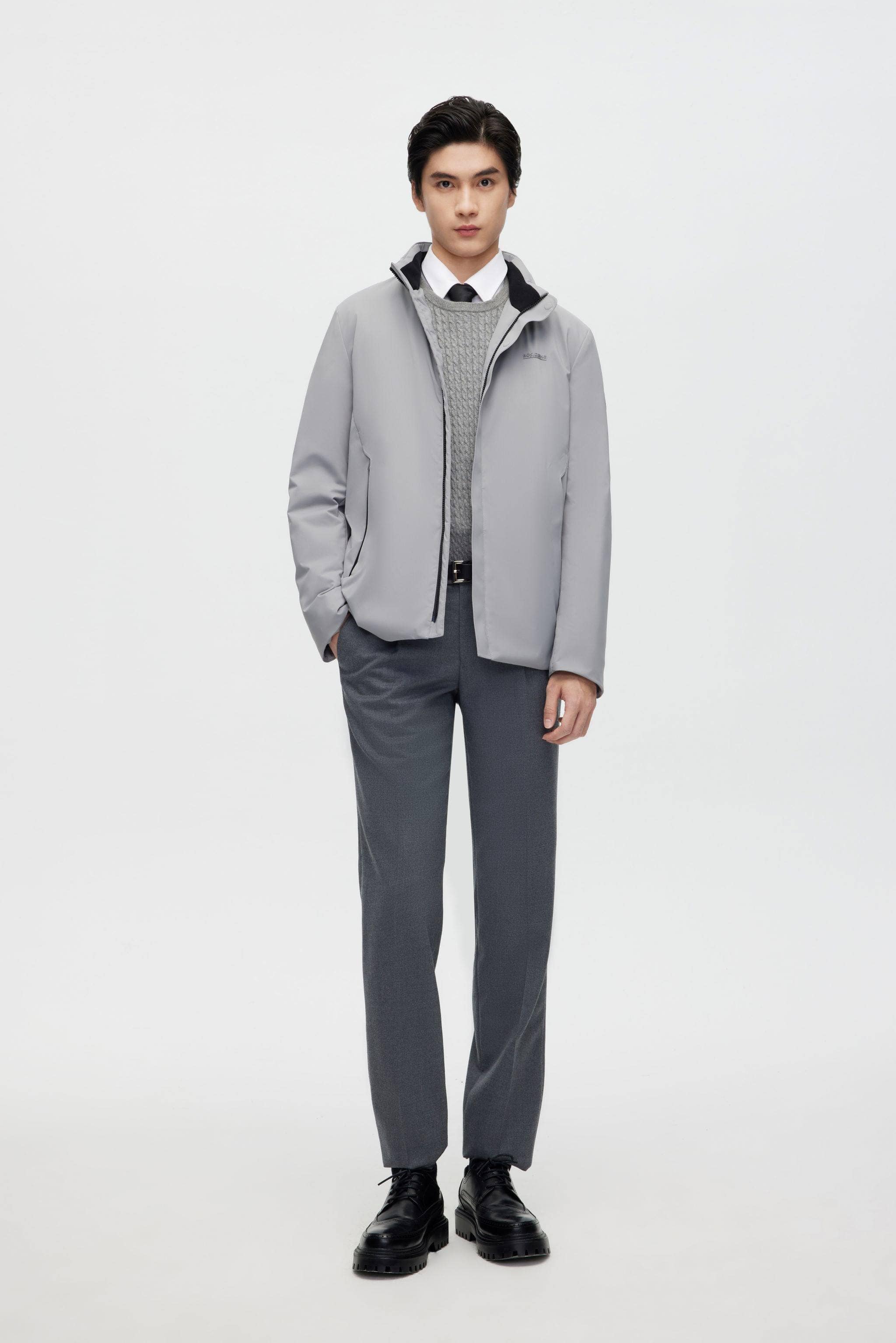 BOSIDENG 2022 Stand Collar Goose Down Short Trench Jacket