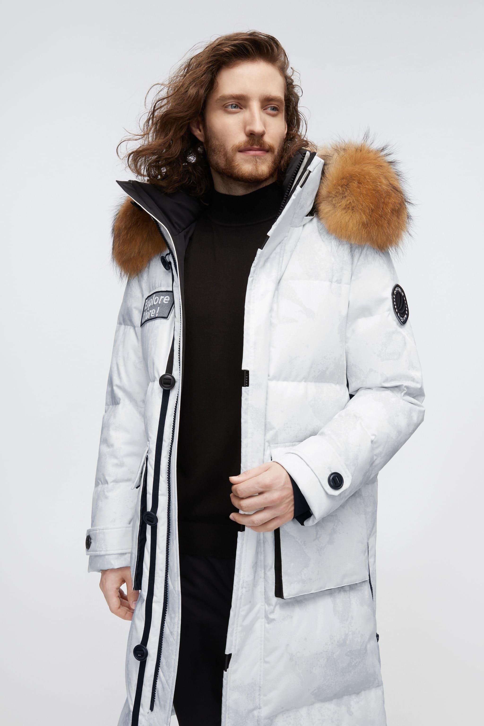 BOSIDENG 2022 Long Goose Down Jacket With Hood Jacket White / S