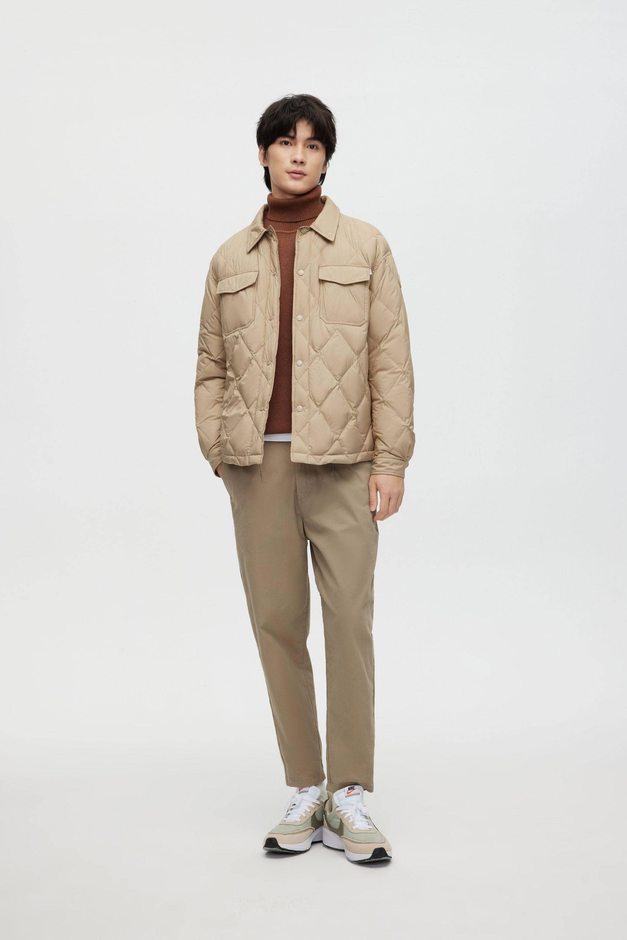BOSIDENG 2022 Quilted Down Shacket Jacket XS / Sand