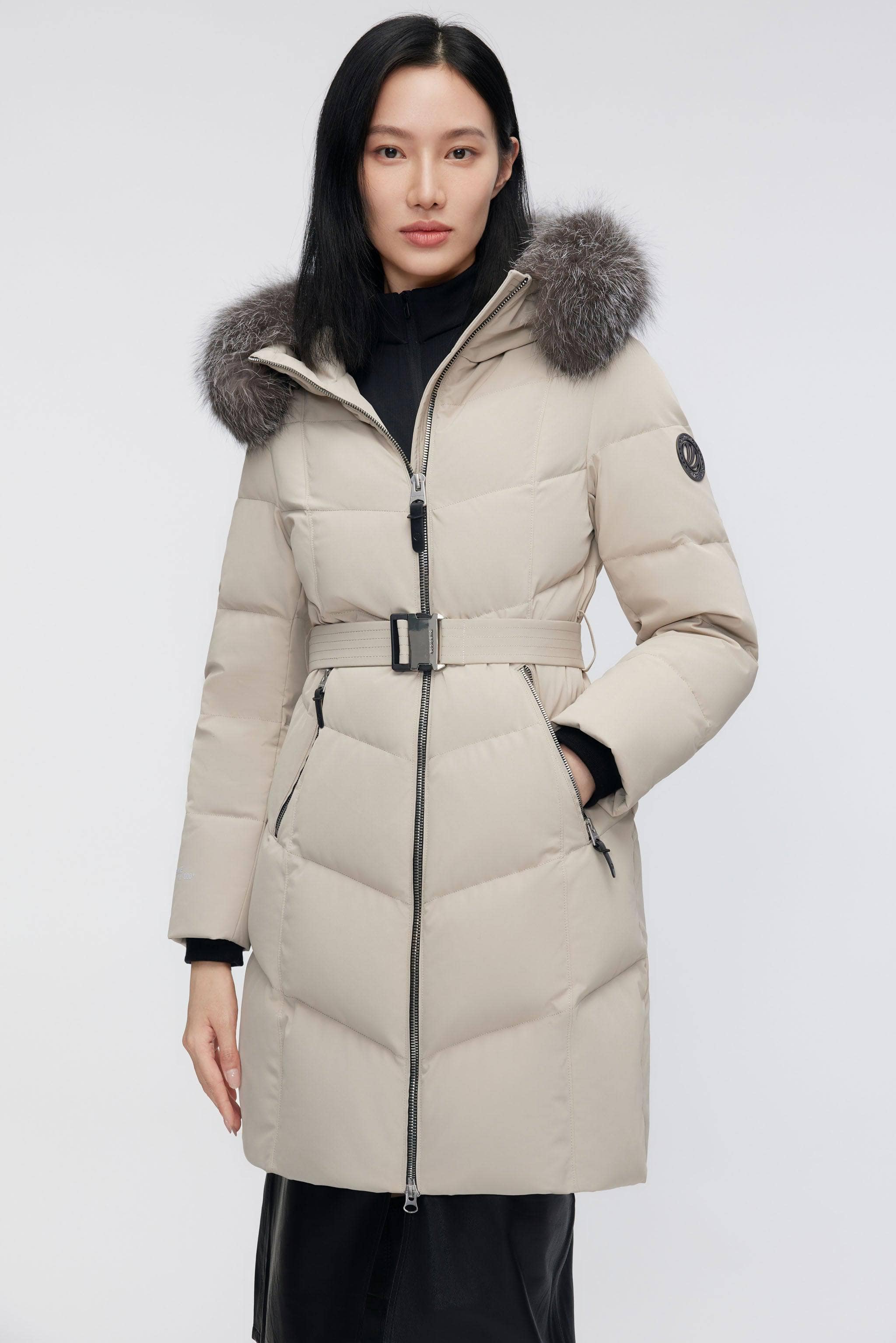 BOSIDENG 2023 Women's Premium Extreme Goose Down Coat 2374 Jacket 4 / Ash Khaki