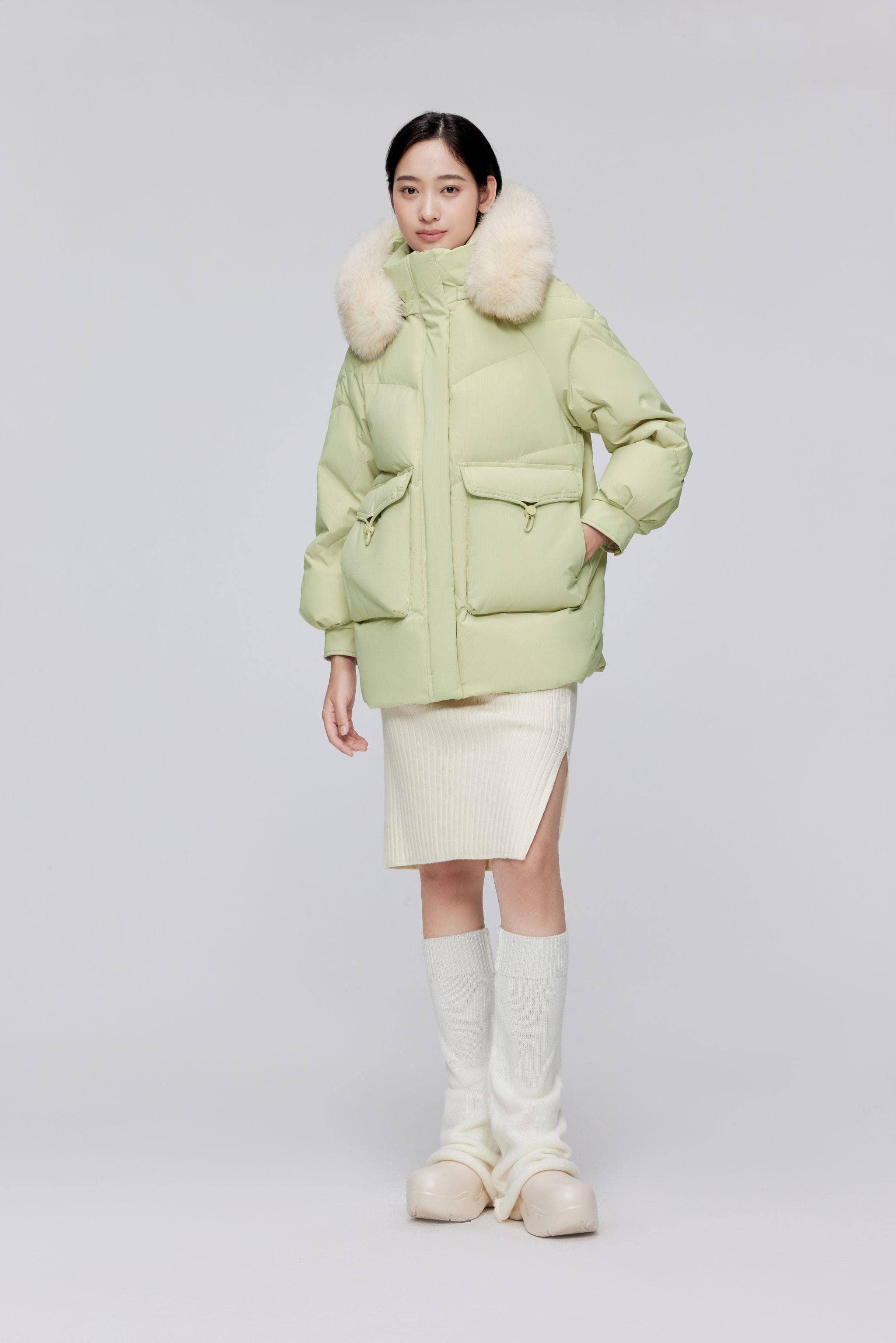 BOSIDENG 2023 Classic Oversized Down Jacket with Fur 5268 Jacket 4 / Avocado