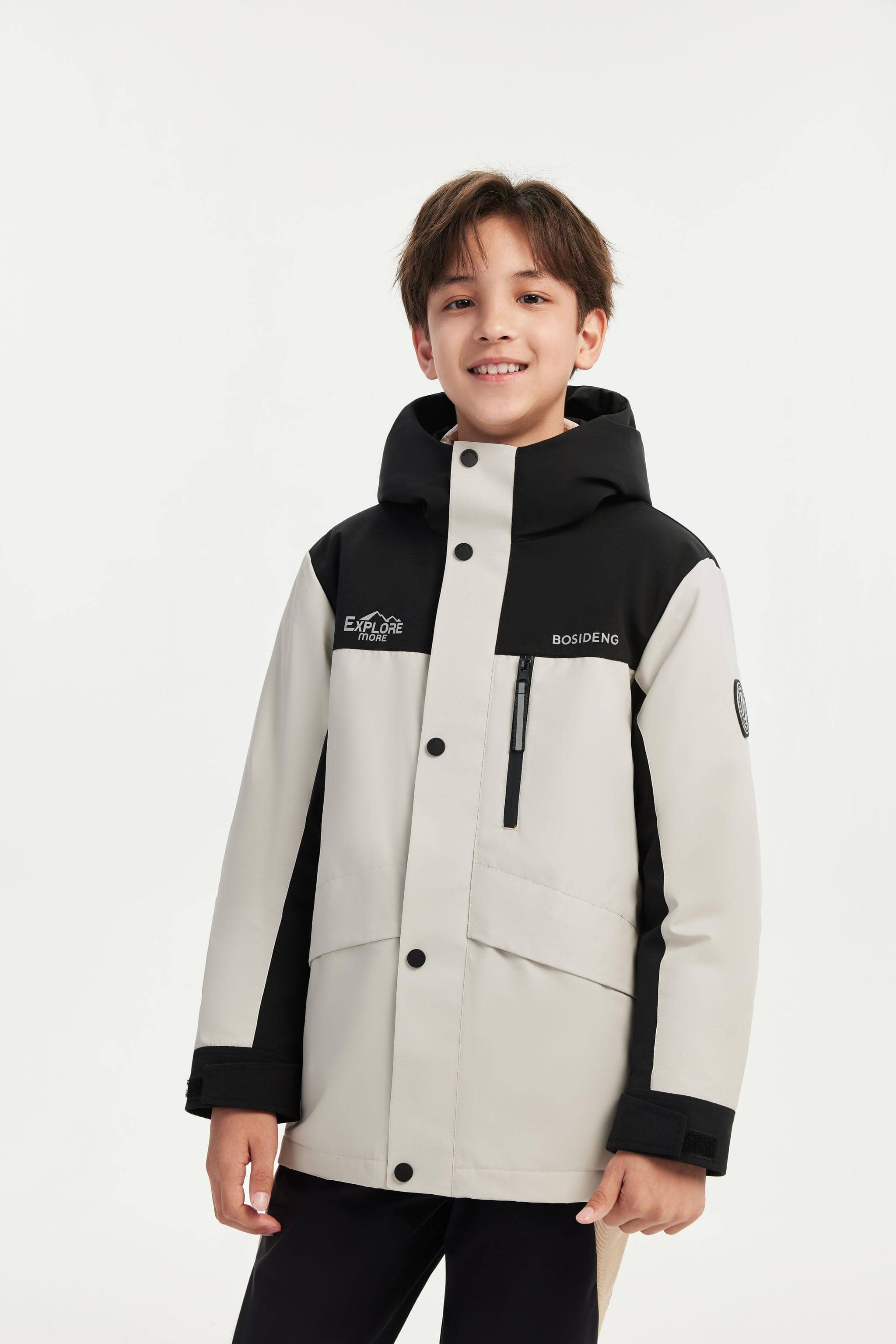 BOSIDENG 2023 Kid's 3 in 1 Waterproof Hoody Down Jacket Jacket 7-8Y / Chesnuts