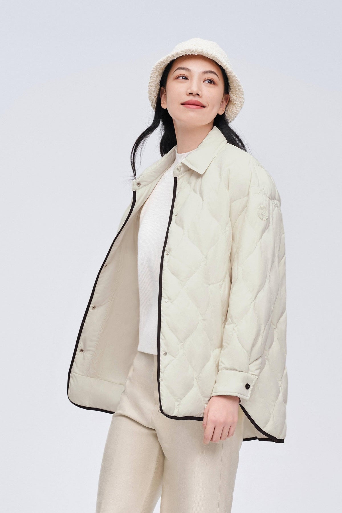 Diamond Quilted Down Shacket