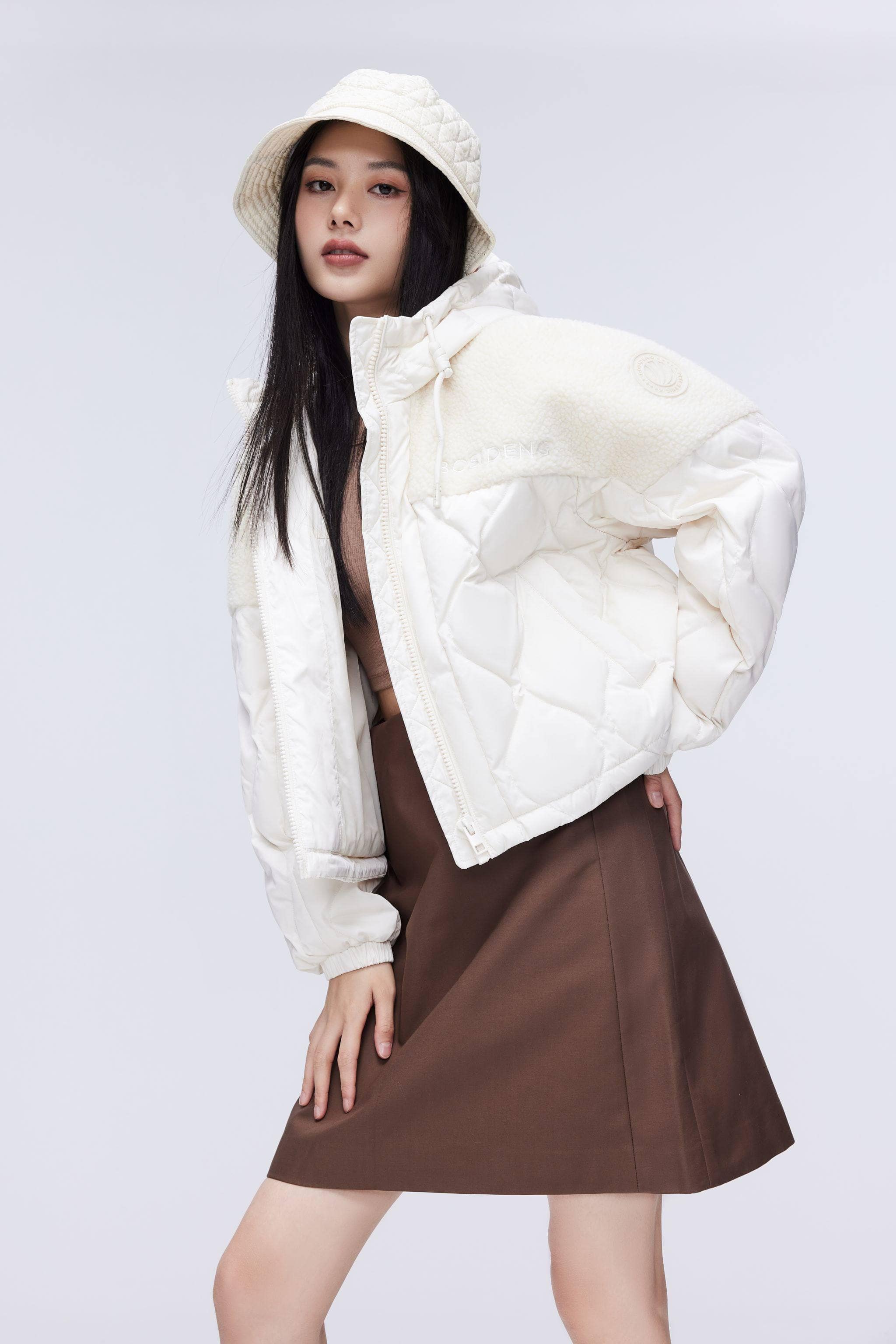 BOSIDENG 2023 Drop Shoulder Lambwool Down Coat Jacket