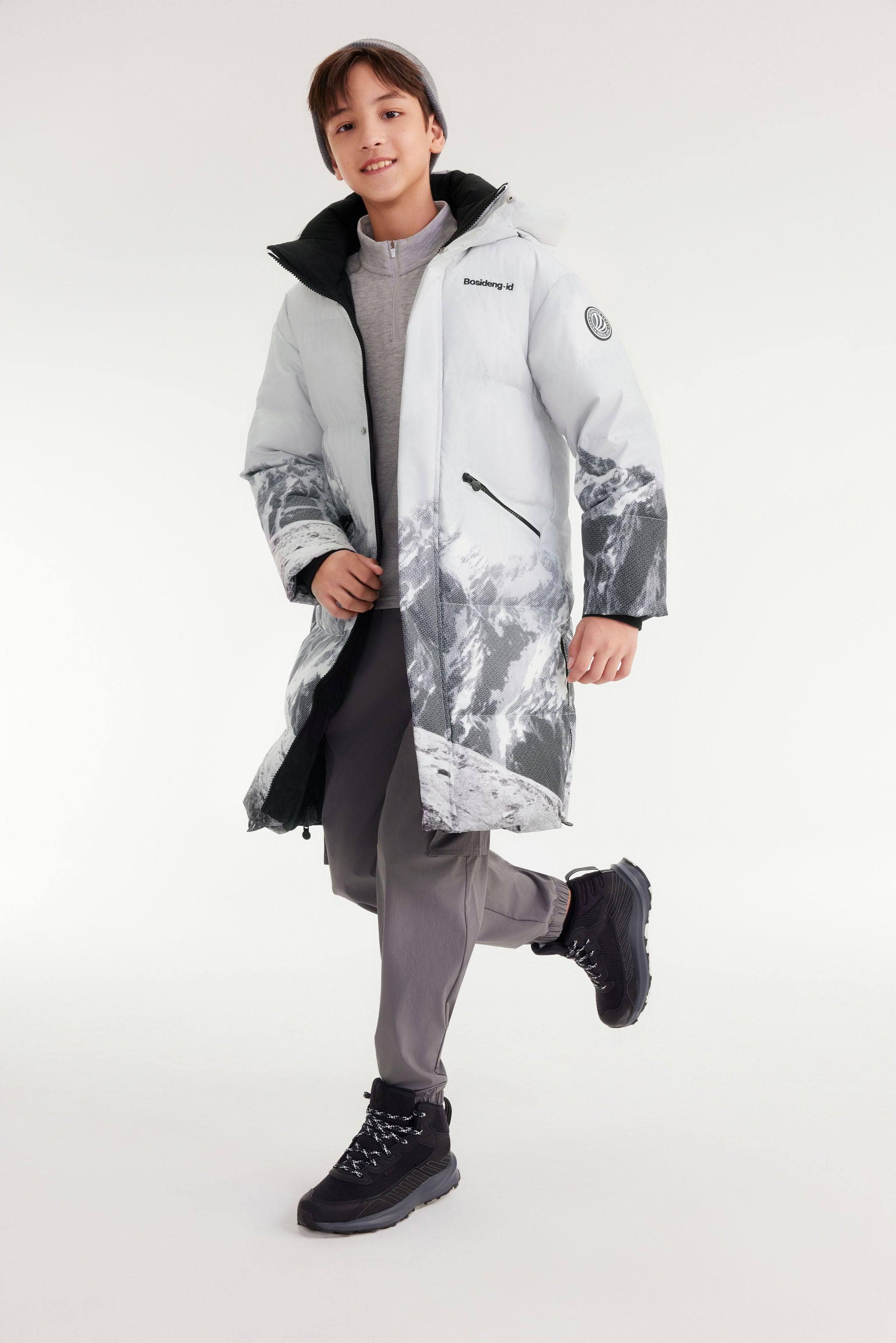 BOSIDENG 2023 Kids Snow Mountain Down Parka with Hood