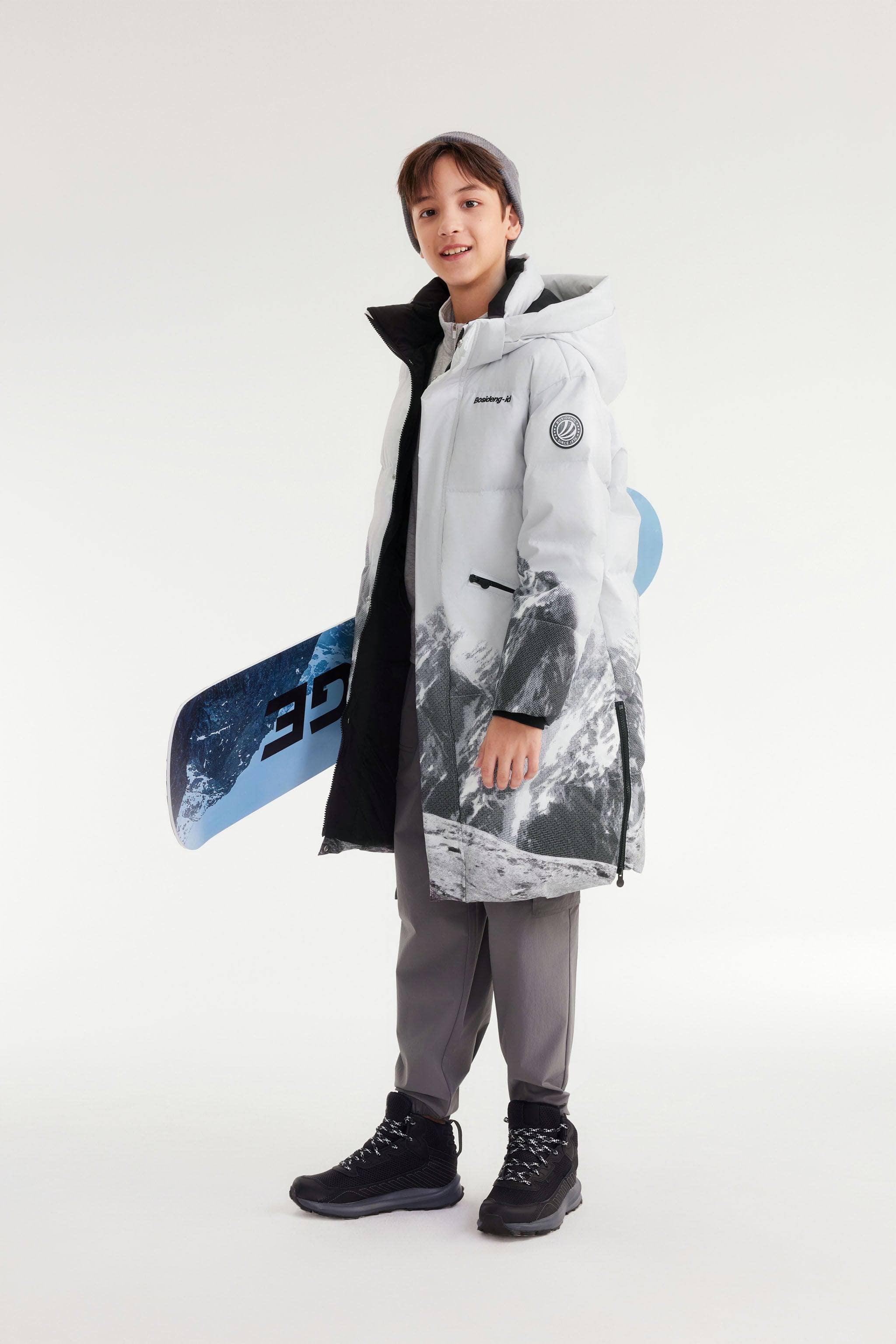 BOSIDENG 2023 Kids Snow Mountain Down Parka with Hood
