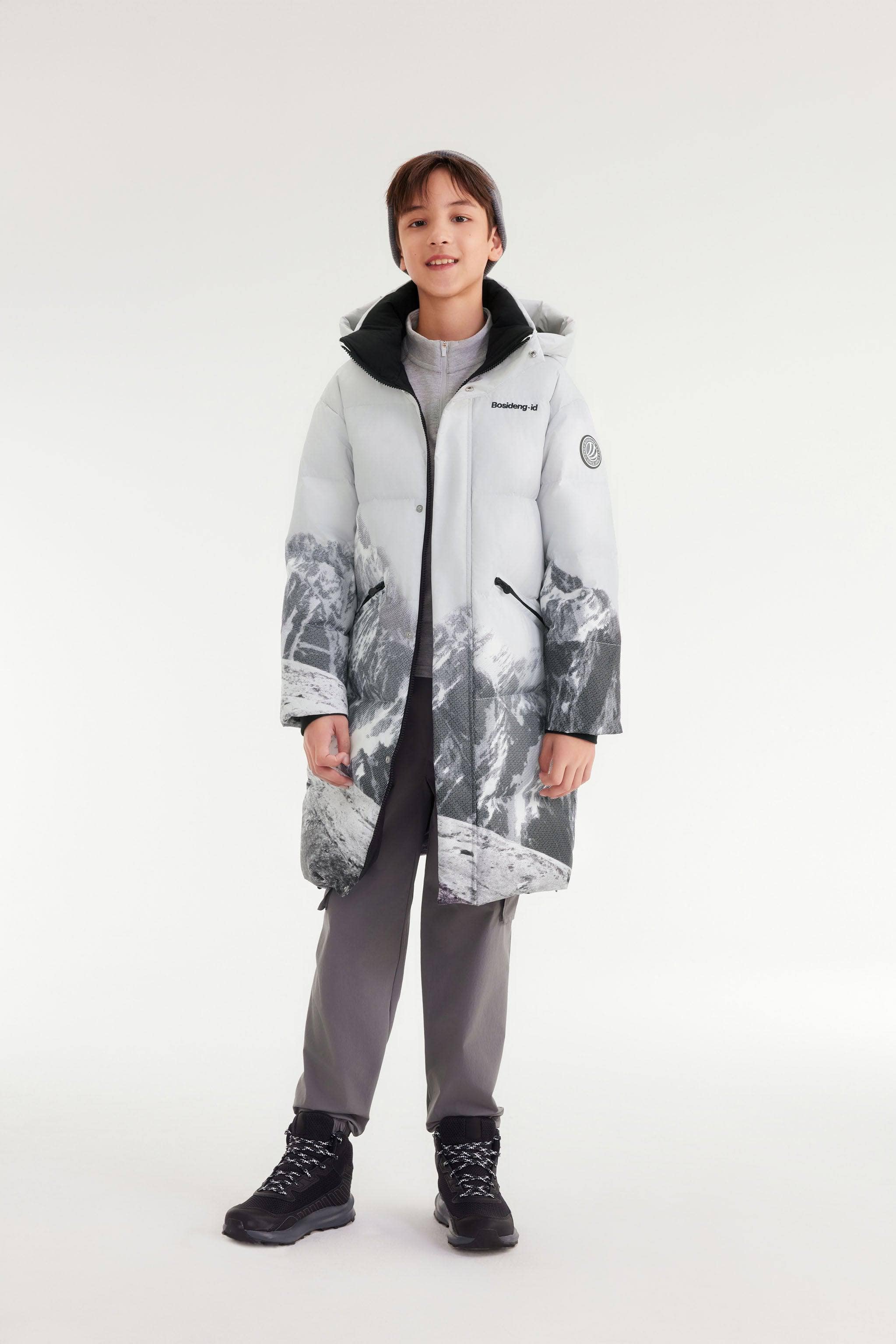 BOSIDENG 2023 Kids Snow Mountain Down Parka with Hood