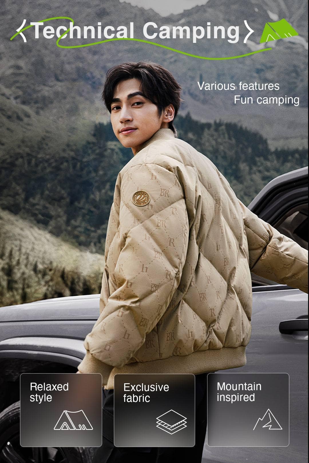 BOSIDENG 2023 Men's Casual Down Bomber Jacket