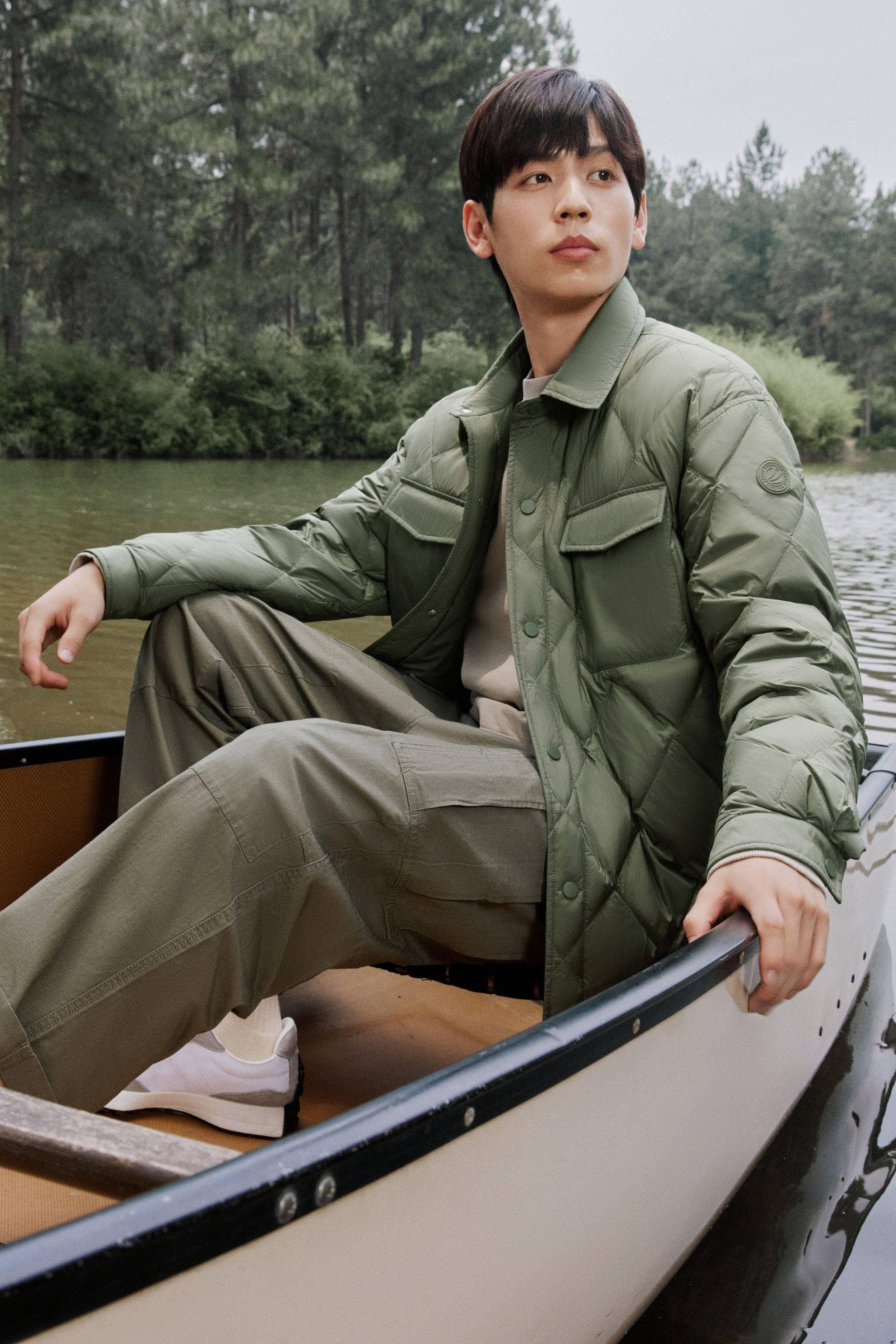 BOSIDENG 2023 Men's Quilted Down Shacket Jacket S / Navy Green