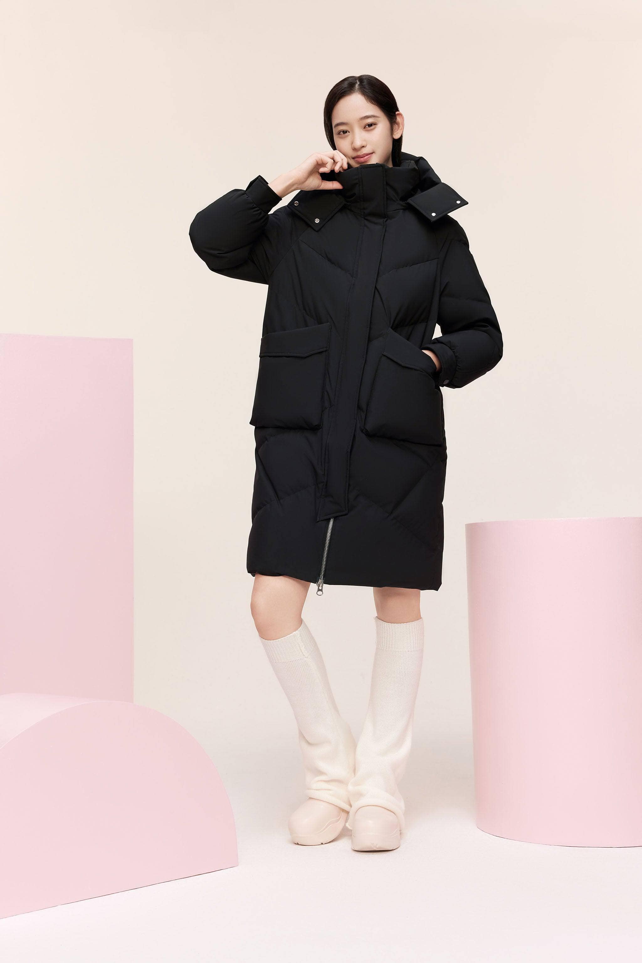 BOSIDENG 2023 Women's Classic Down Coat with Hood 5252 Jacket