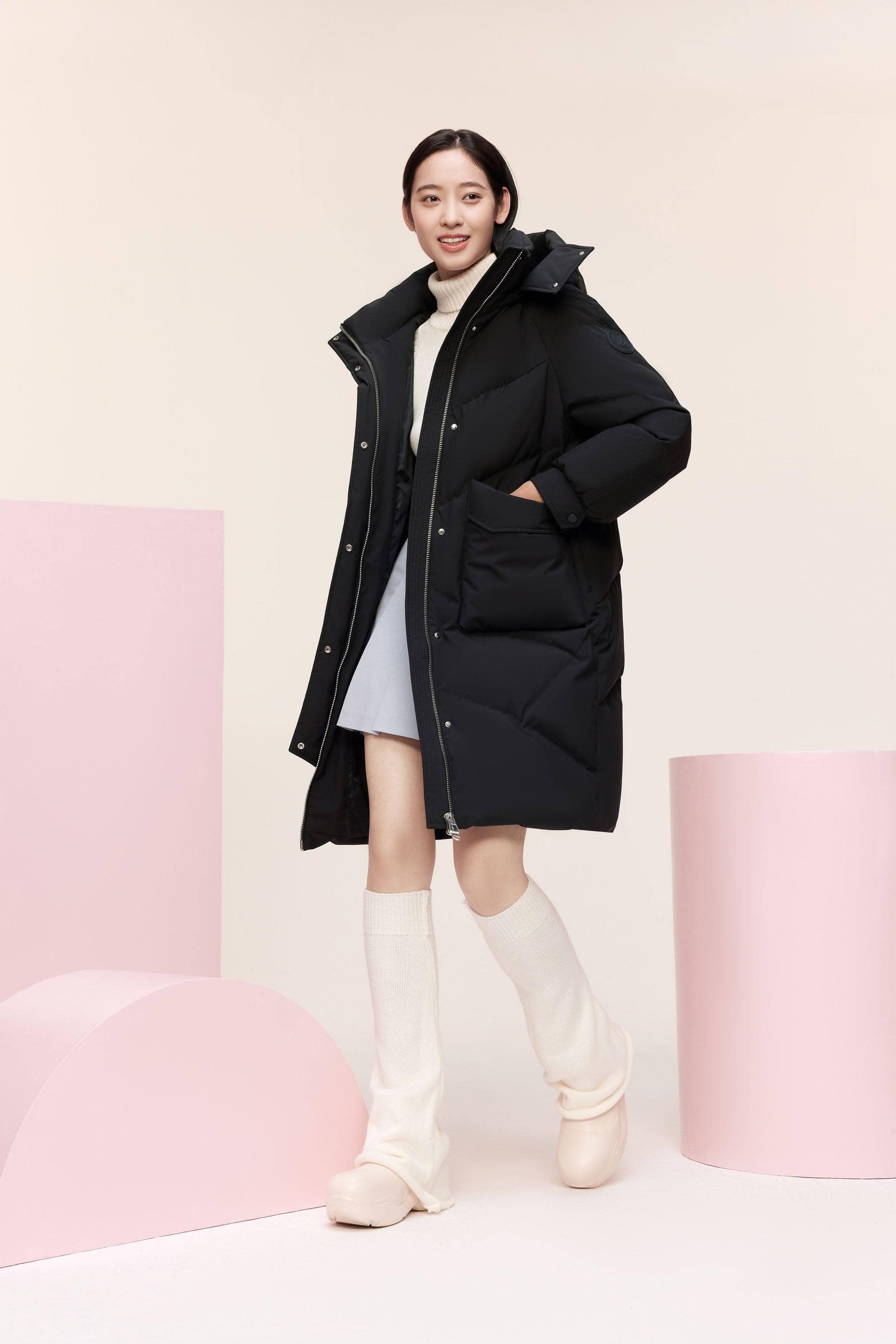 BOSIDENG 2023 Women's Classic Down Coat with Hood 5252 Jacket