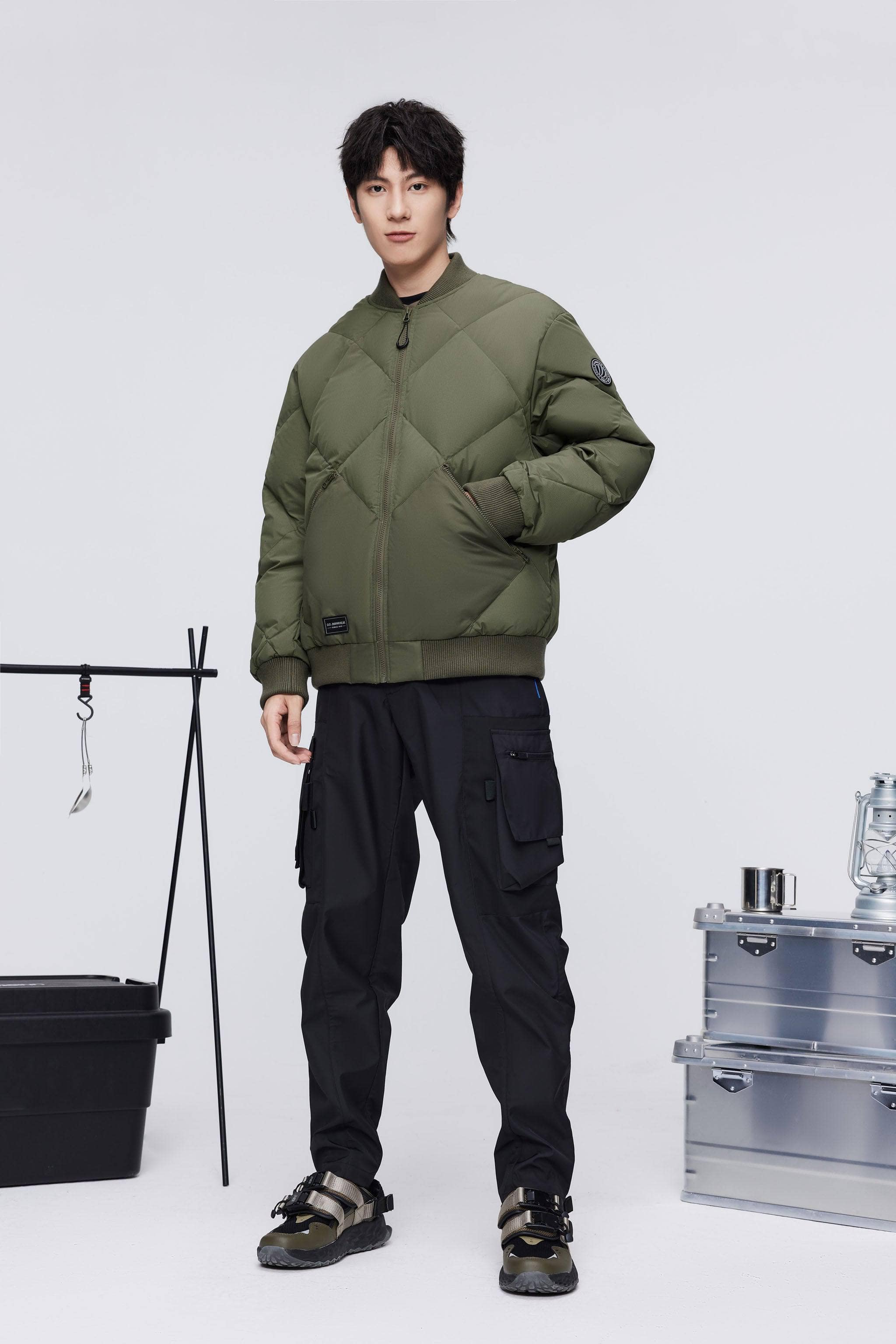 BOSIDENG 2023 Men's Casual Down Bomber Jacket XS / Green Pepper