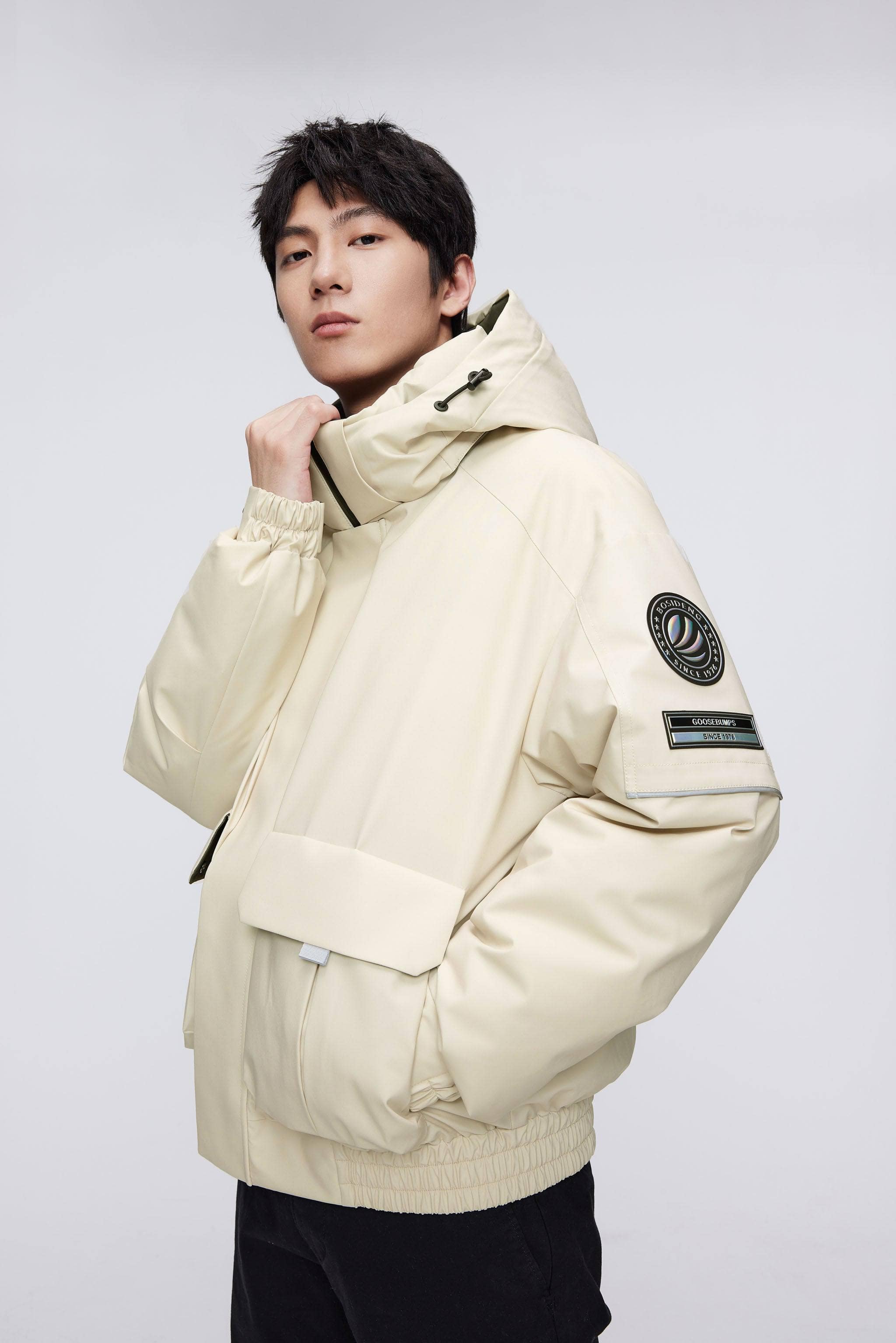 BOSIDENG 2023 Mens Down Jacket with Hood 5427 XS / Oat