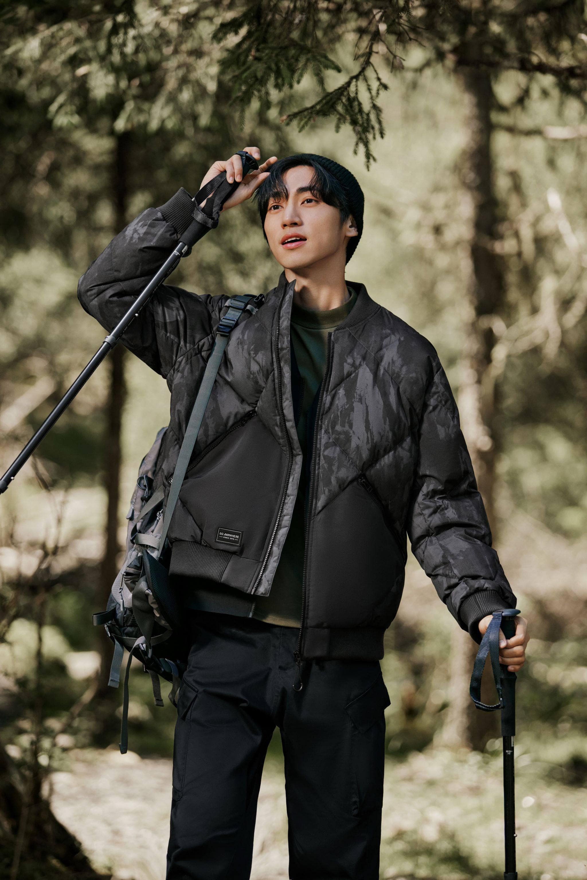 BOSIDENG 2023 Men's Casual Down Bomber Jacket XS / Subtle Black Print