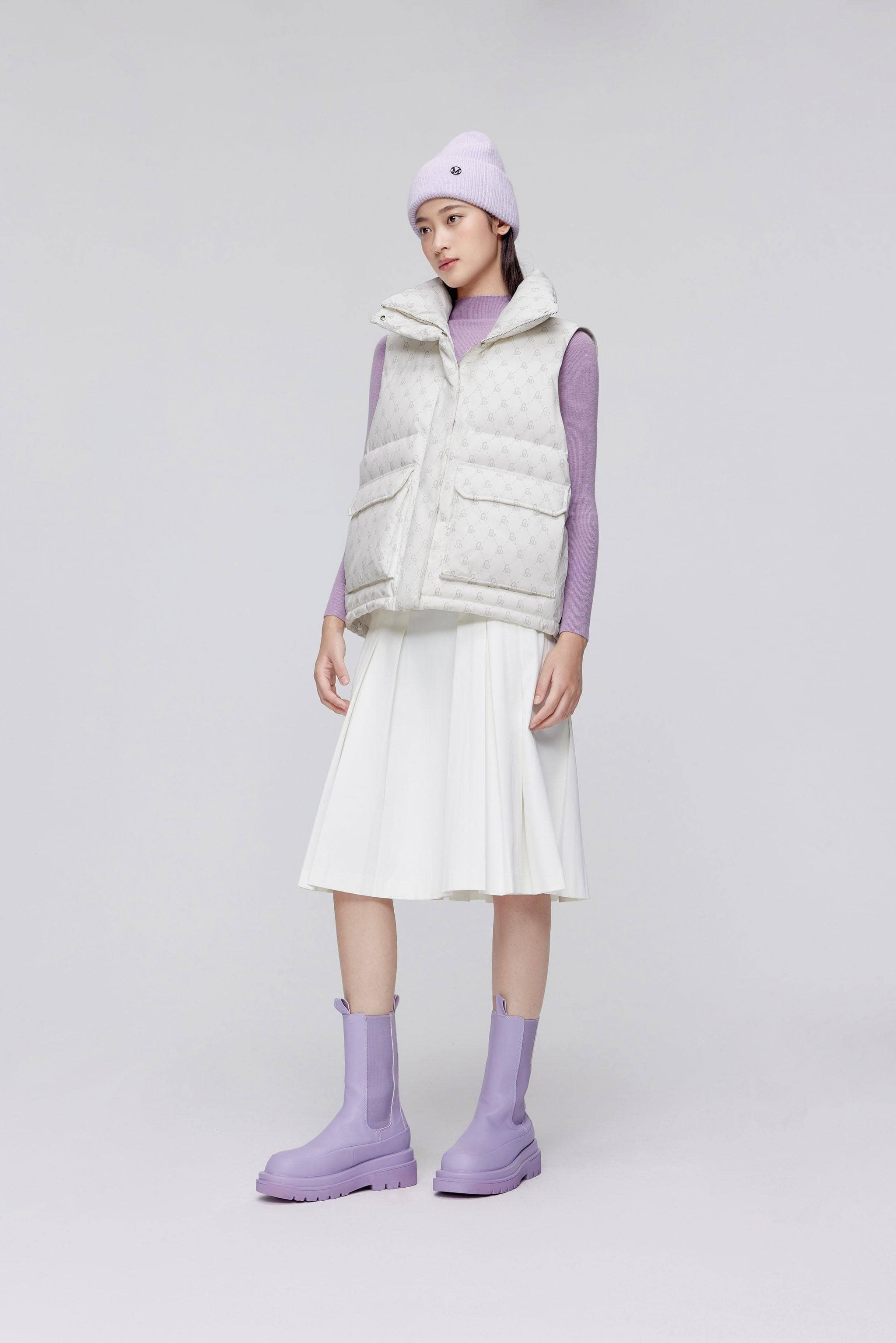BOSIDENG 2023 Unisex Classic Oversized Down Gilet 5260 Gilet XXXS / Off White Heart Print