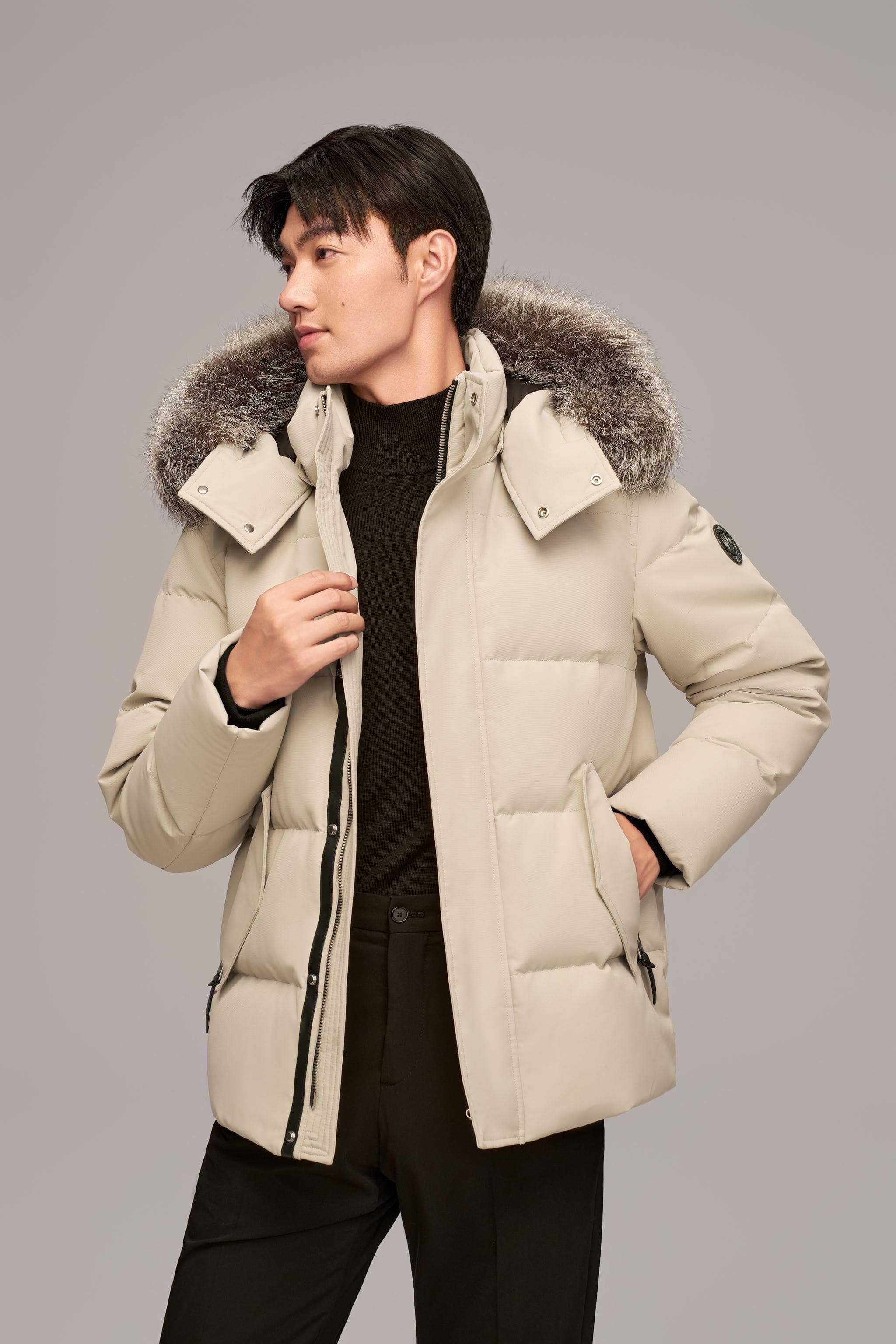 BOSIDENG 2024 Premium Business Men's Goose Down Jacket With Hood Jackets Ash Khaki / S
