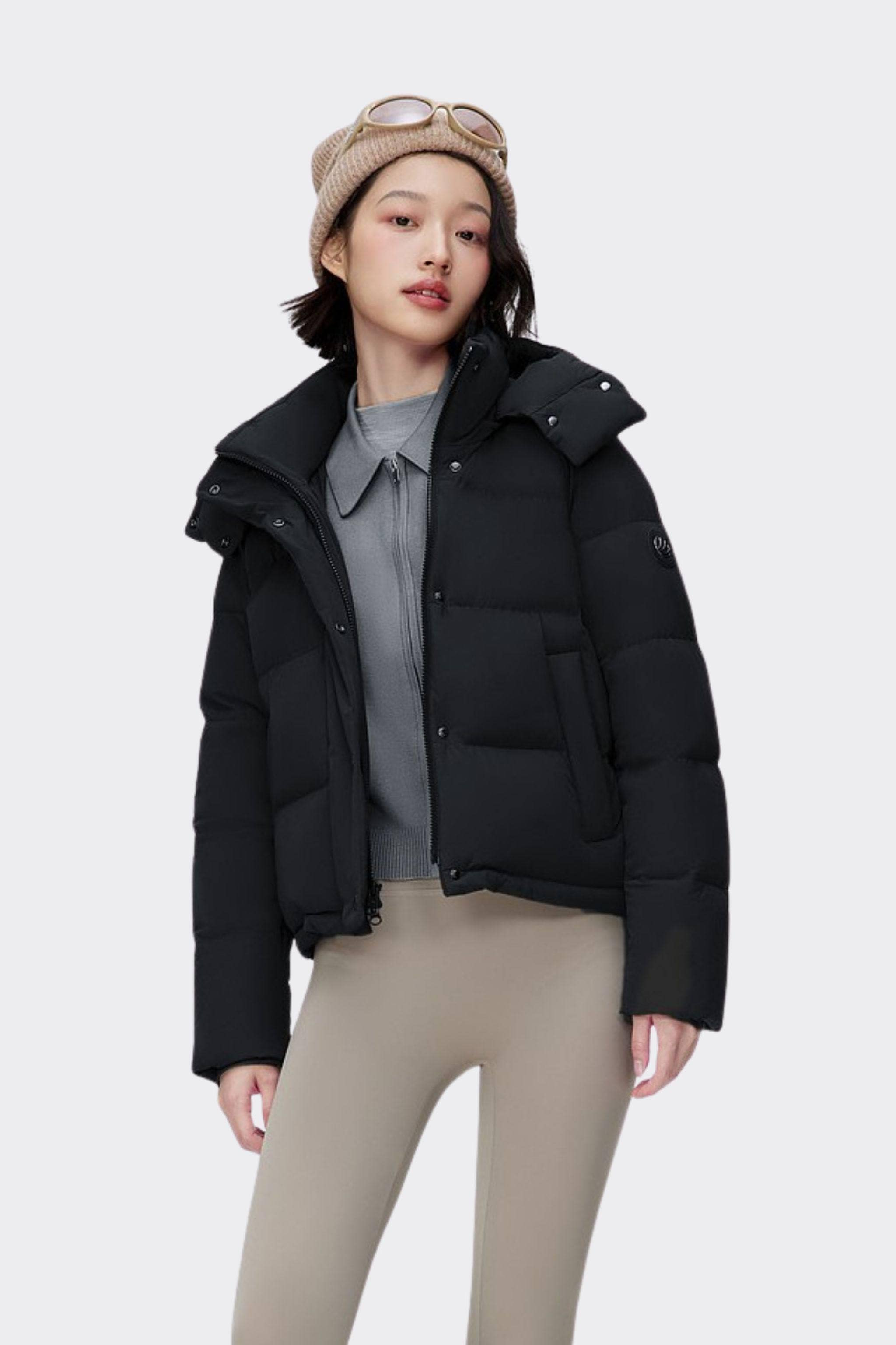 BOSIDENG 2024 Comfy Women's Down Jacket With Detachable Hood Jackets Black / 4