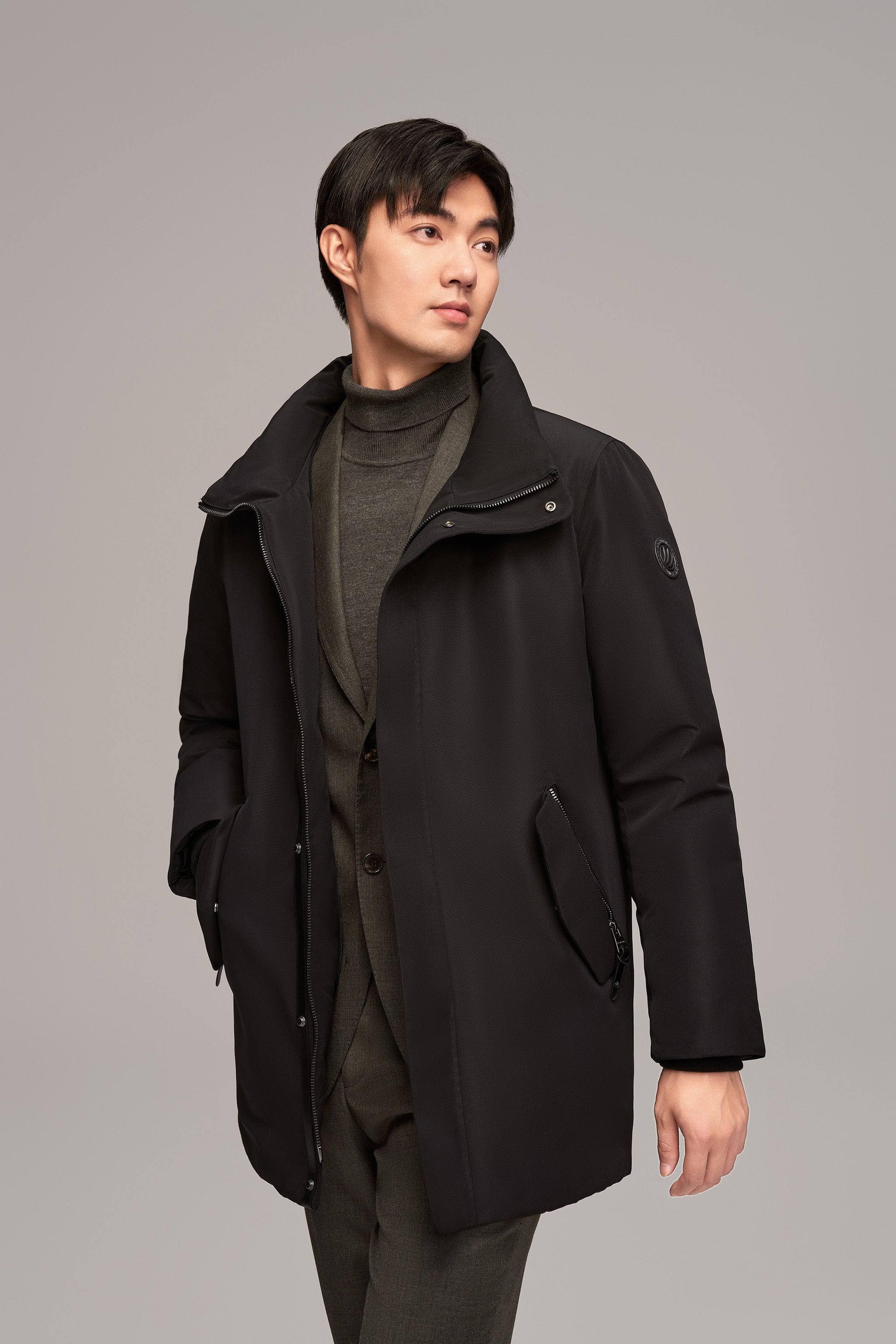 BOSIDENG 2024 Premium Business Men's Goose Down Mac With Hood 4781 Jackets Black / S