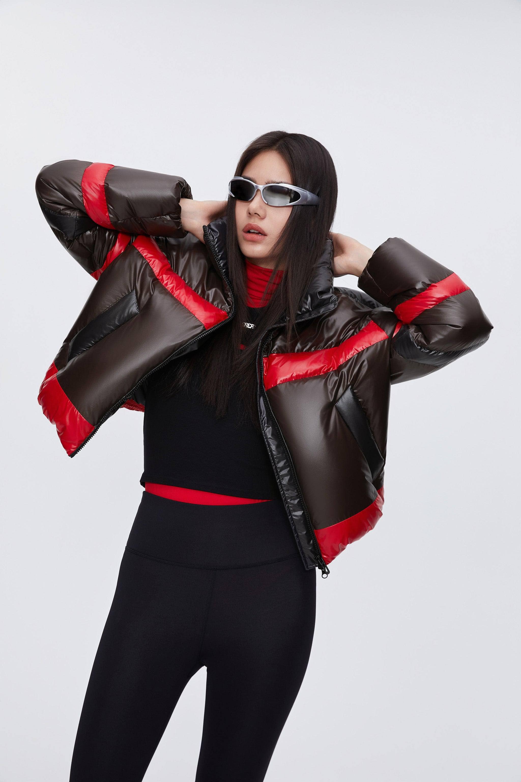BOSIDENG 2024 BSD X MSGM cropped funnel neck puffer puffer
