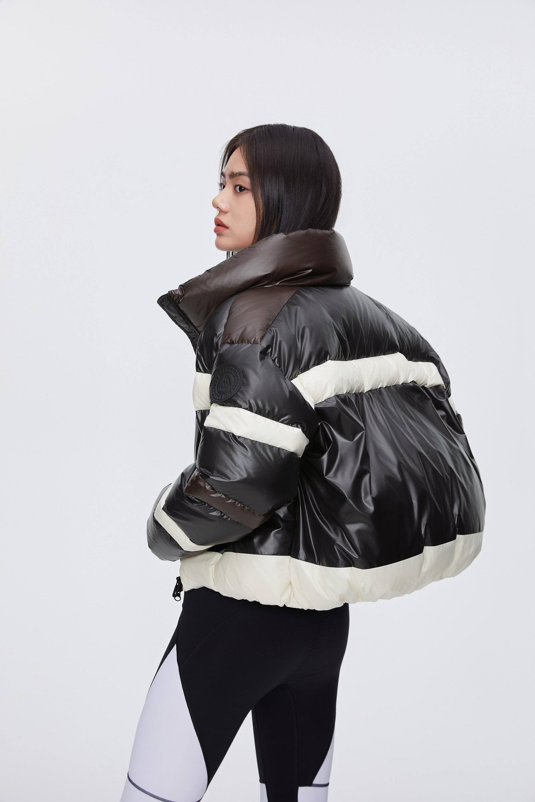BOSIDENG 2024 BSD X MSGM cropped funnel neck puffer puffer