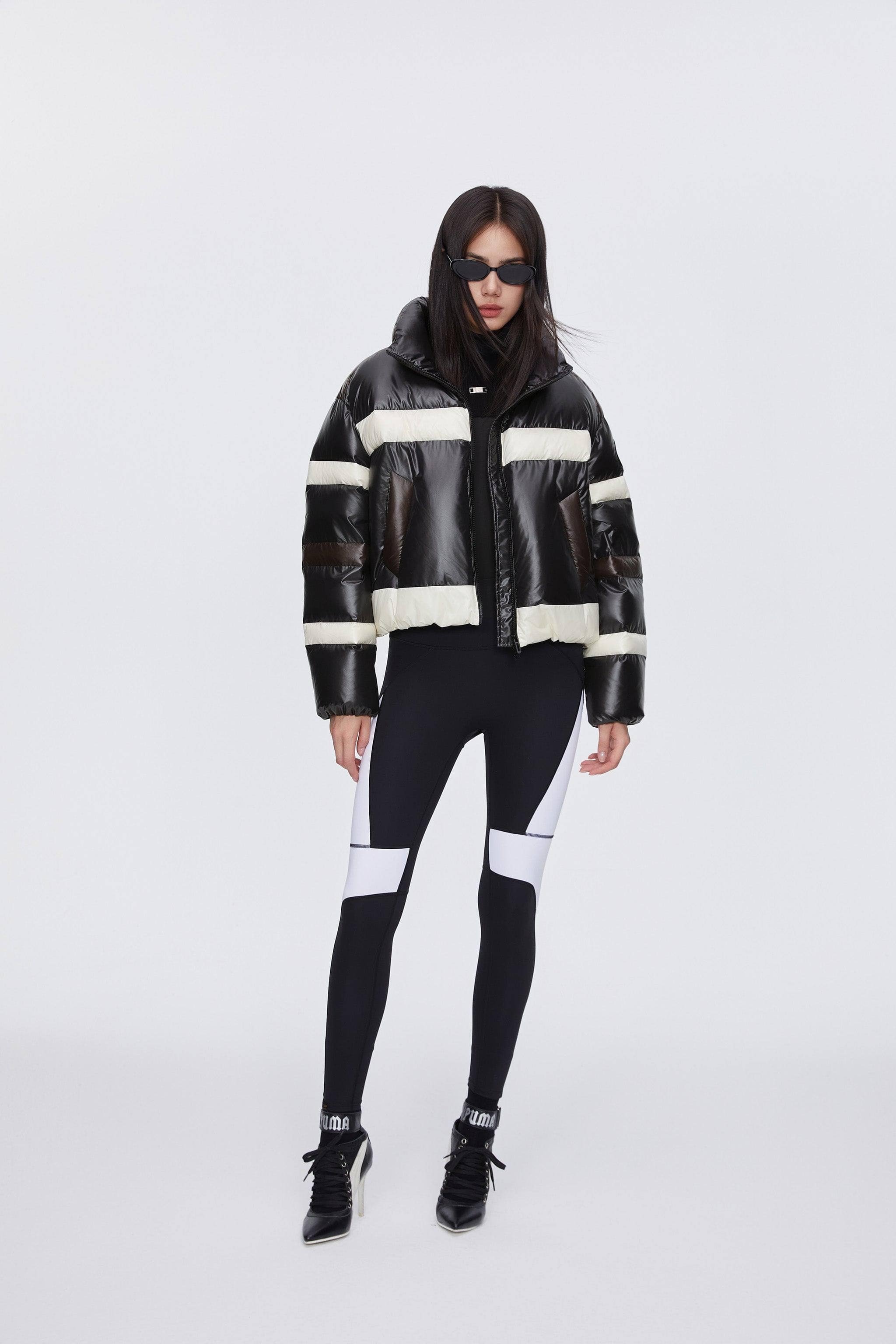 BOSIDENG 2024 BSD X MSGM cropped funnel neck puffer puffer
