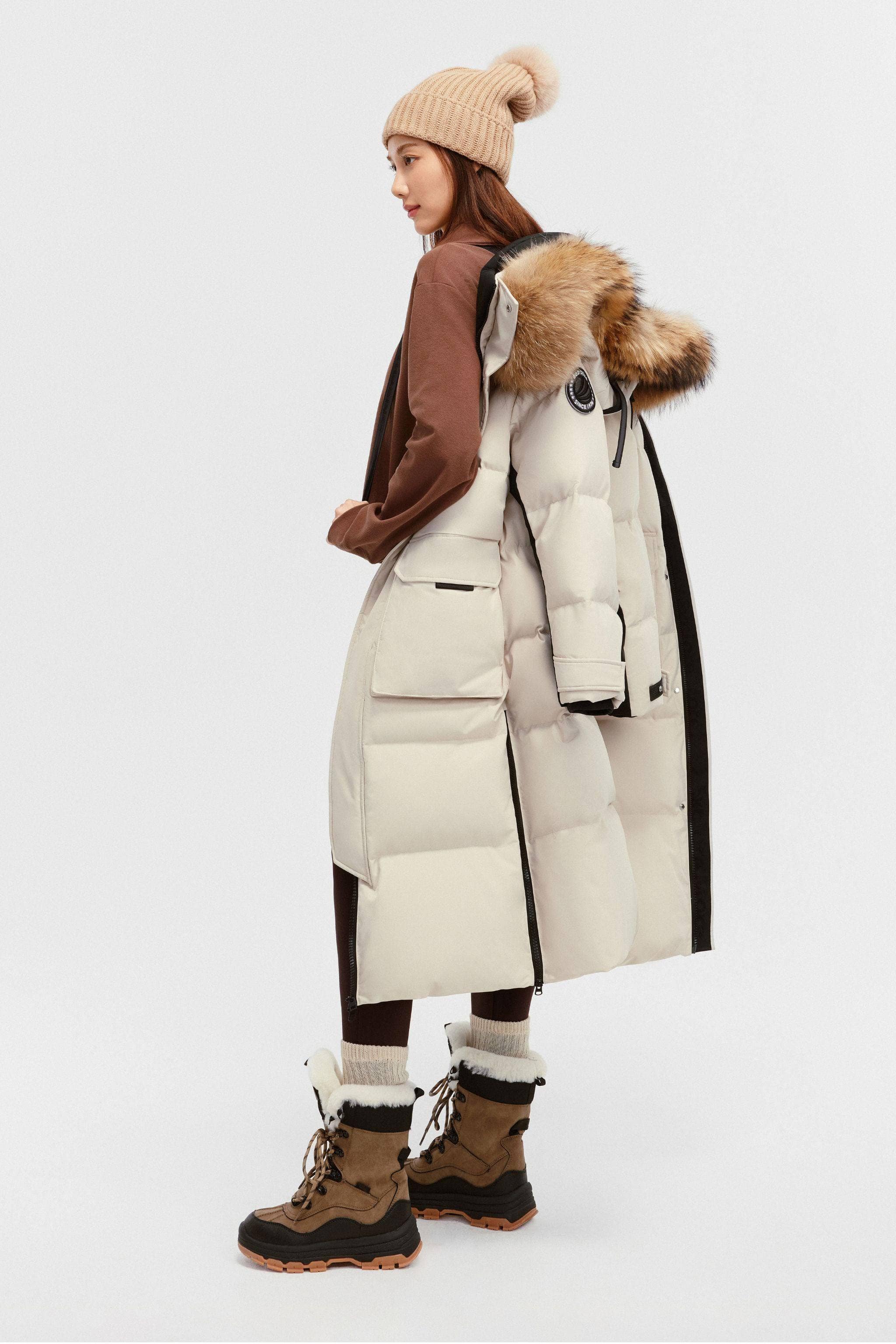 BOSIDENG 2024 Classic Extreme Full Length Goose Down Parka Fur Hood Parka