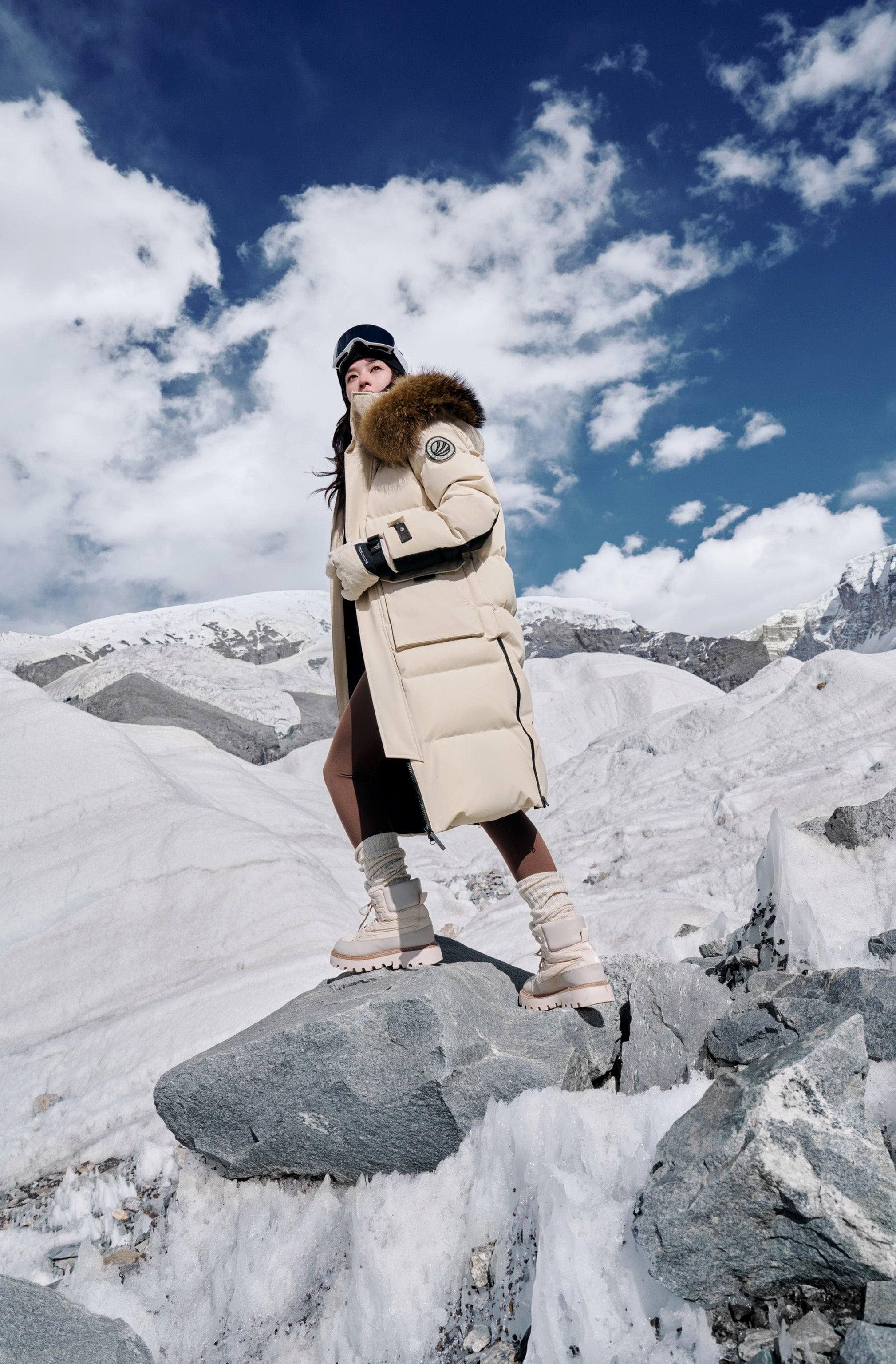 BOSIDENG 2024 Classic Extreme Full-length Goose Down Parka With Fur Hood Parka