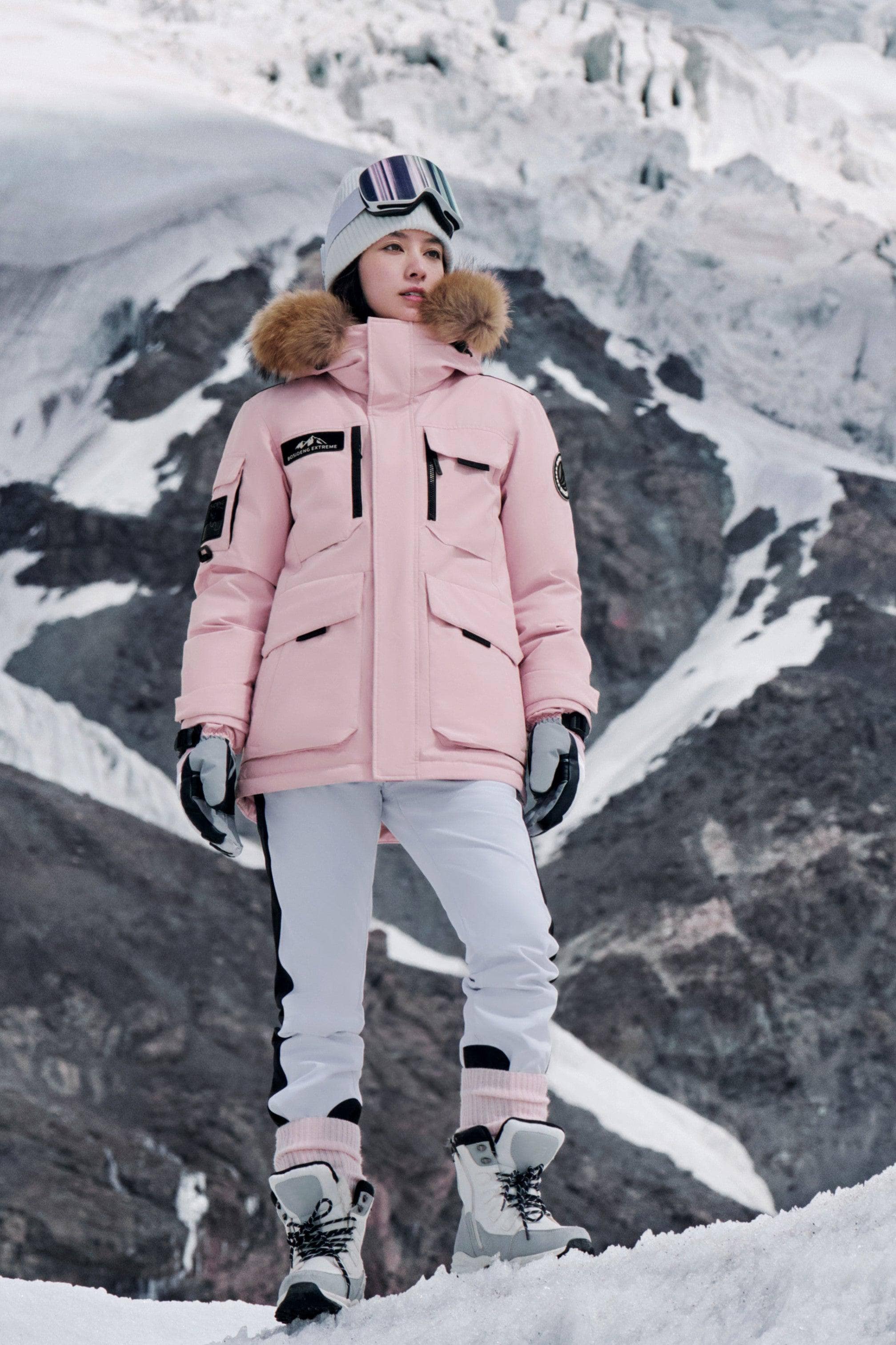 BOSIDENG 2024 Classic Extreme Goose Down Parka With Fur Hood 2317 Parka Dusky rose / XXXS