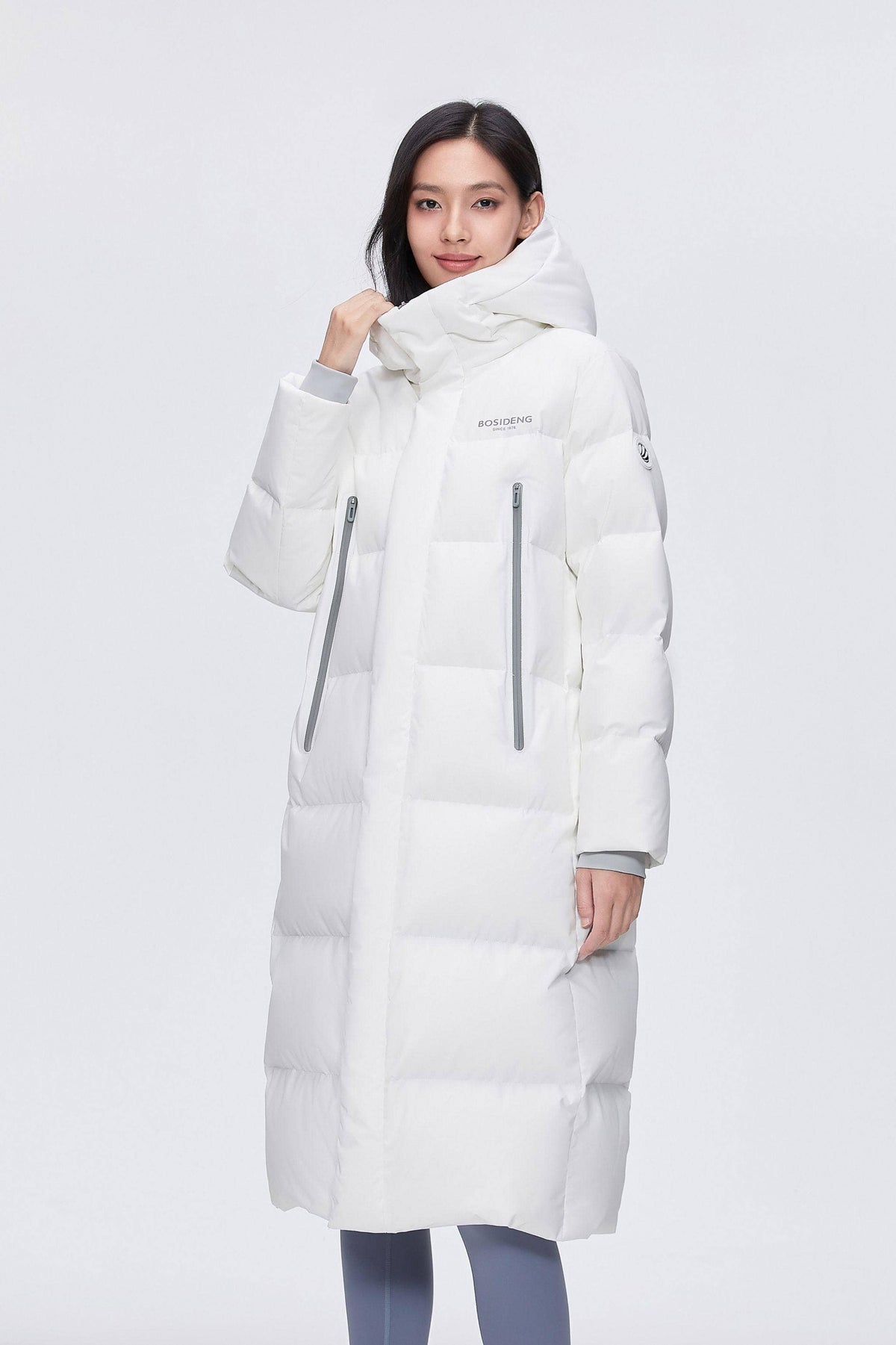 Full Length Sporty Style Hoody Down Coat