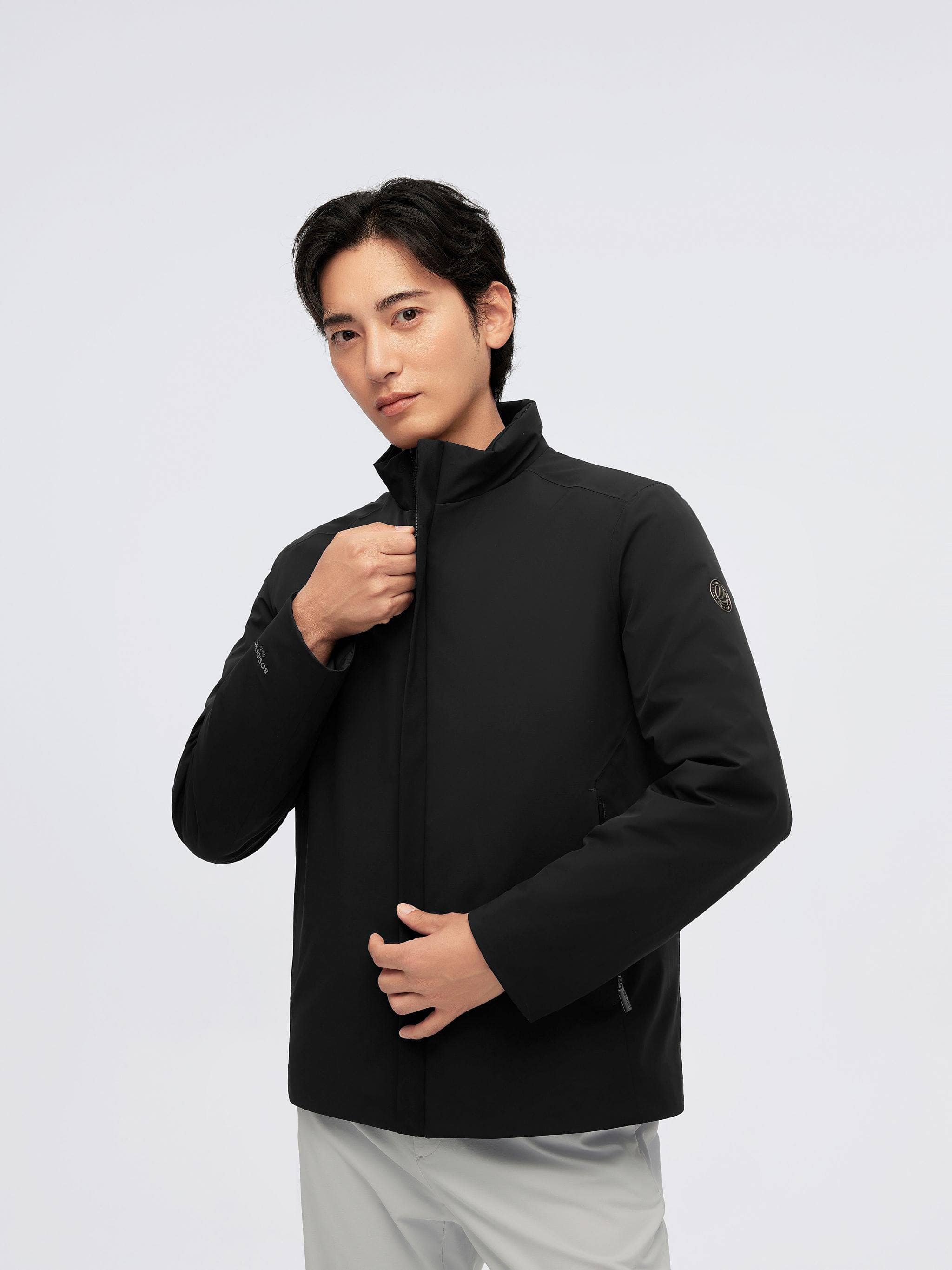 BOSIDENG 2024 Men's Goose Down Windbreaker 4151 S / Black