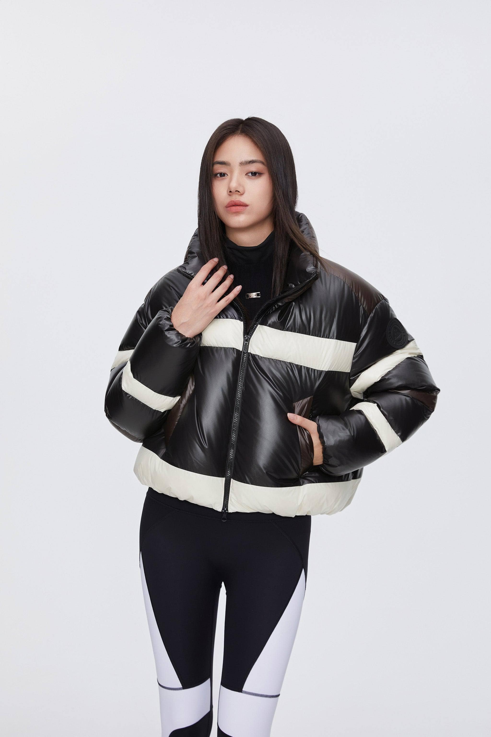 BOSIDENG 2024 BSD X MSGM cropped funnel neck puffer puffer White / 4