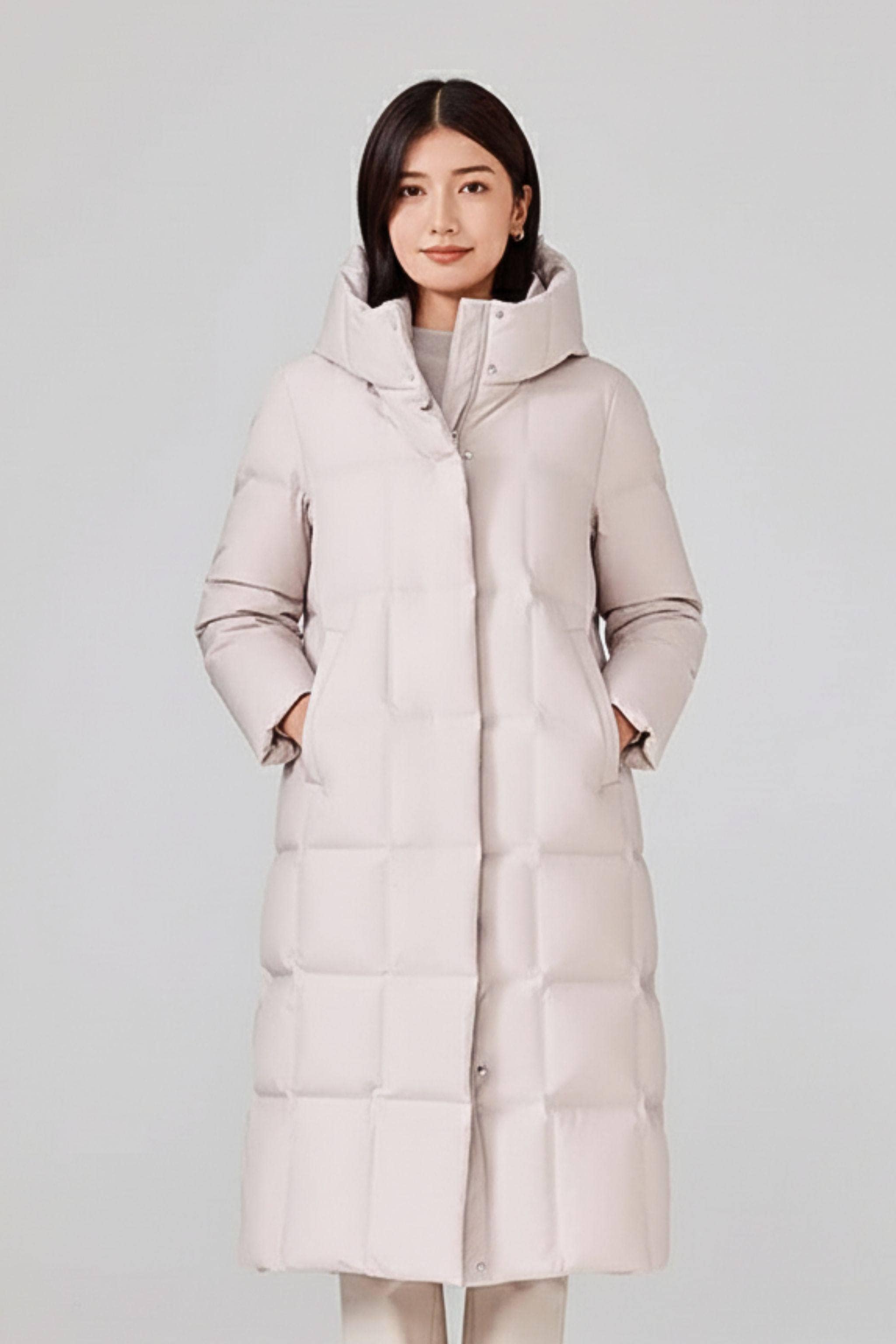 BOSIDENG 2024 Women's Diamond Quilt Full Length Goose Down Coat Jackets