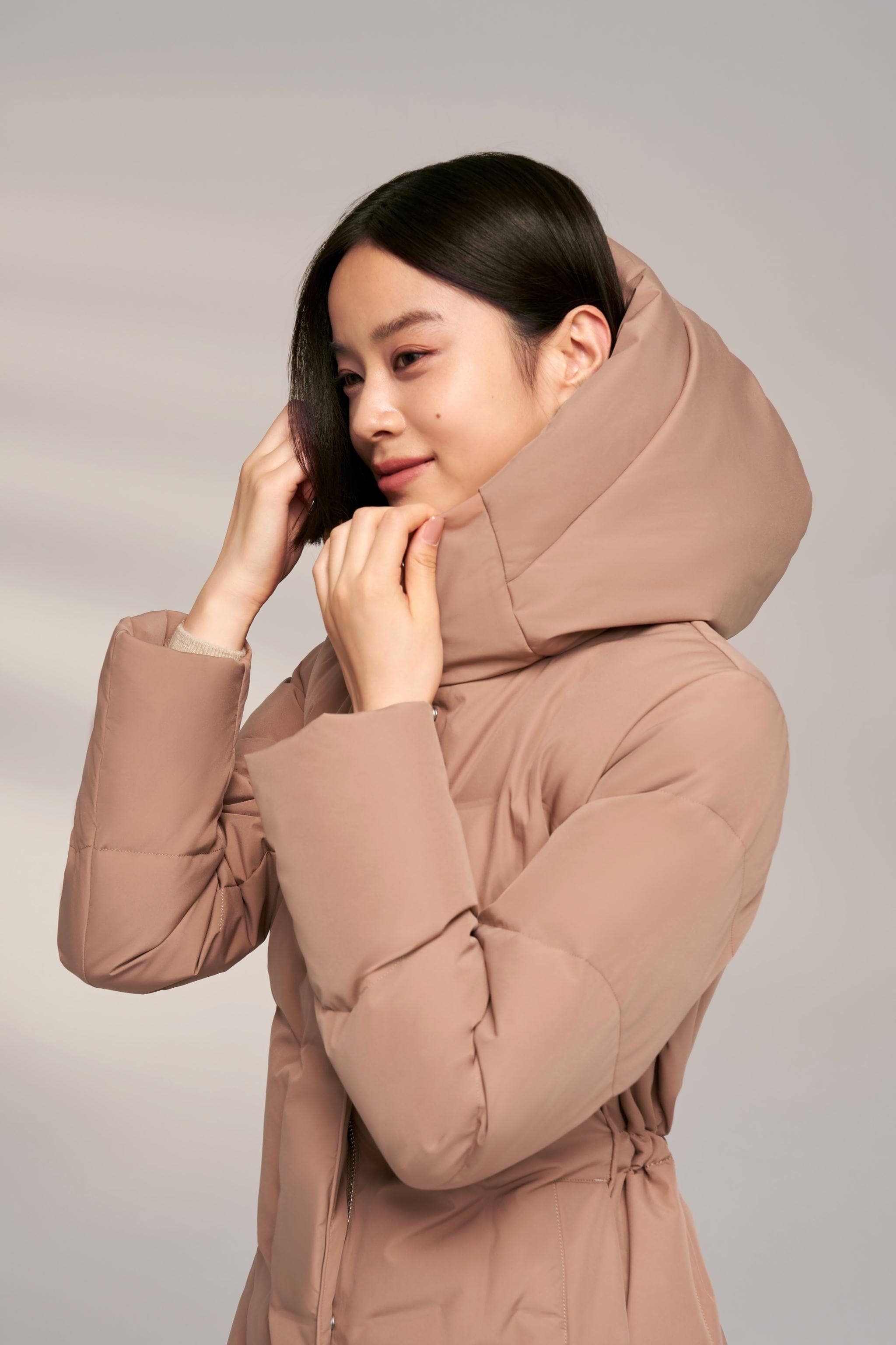 BOSIDENG 2024 Women’s Long Goose Down Coat With Elasticated Waist Coats