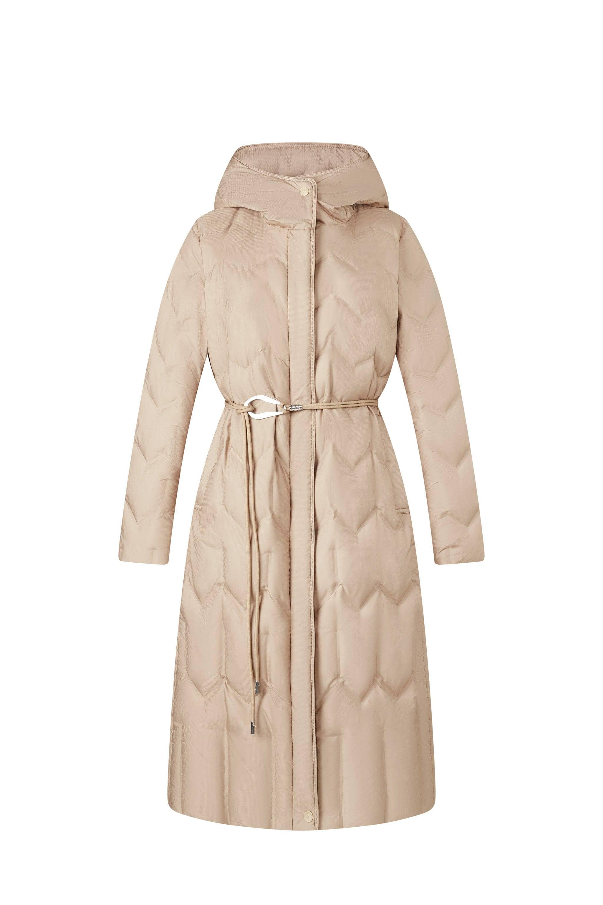 BOSIDENG 2024 Women's Long Hooded Goose Down Jacket With Belt 4172